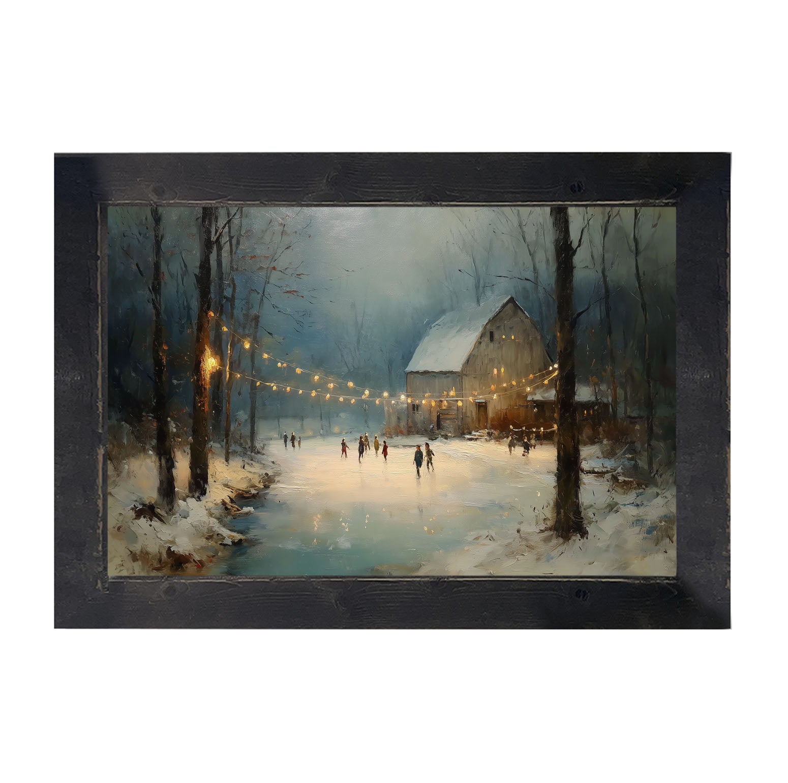 Ice Skating at the Old Barn - Framed Art