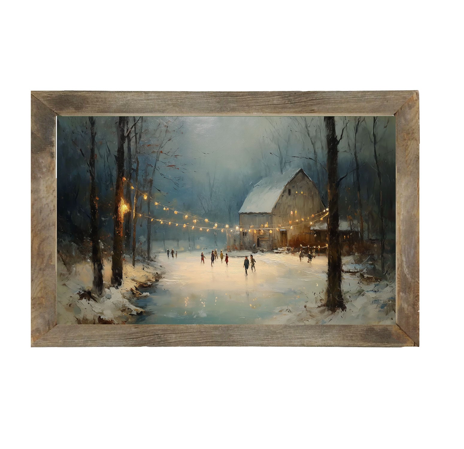 Ice Skating at the Old Barn - Framed Art