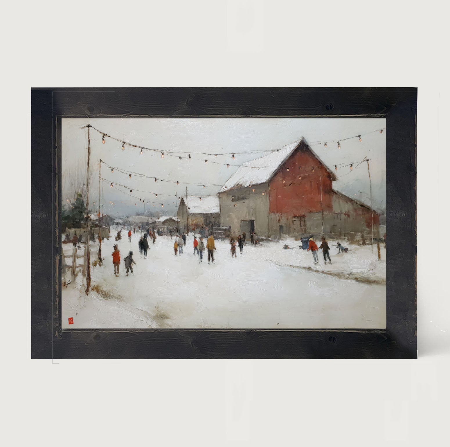 Visiting the Farm in Winter - Framed Art
