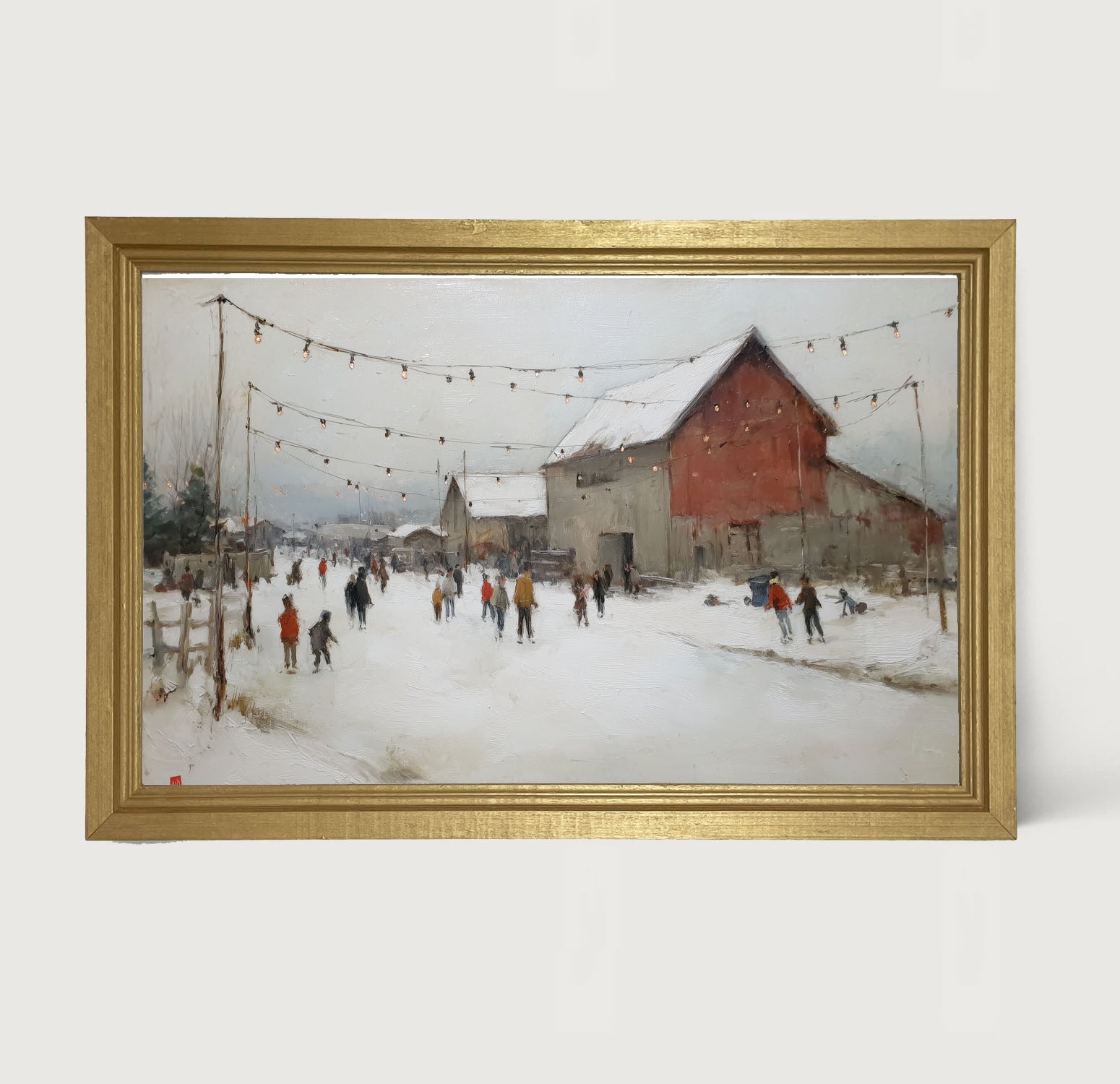 Visiting the Farm in Winter - Framed Art