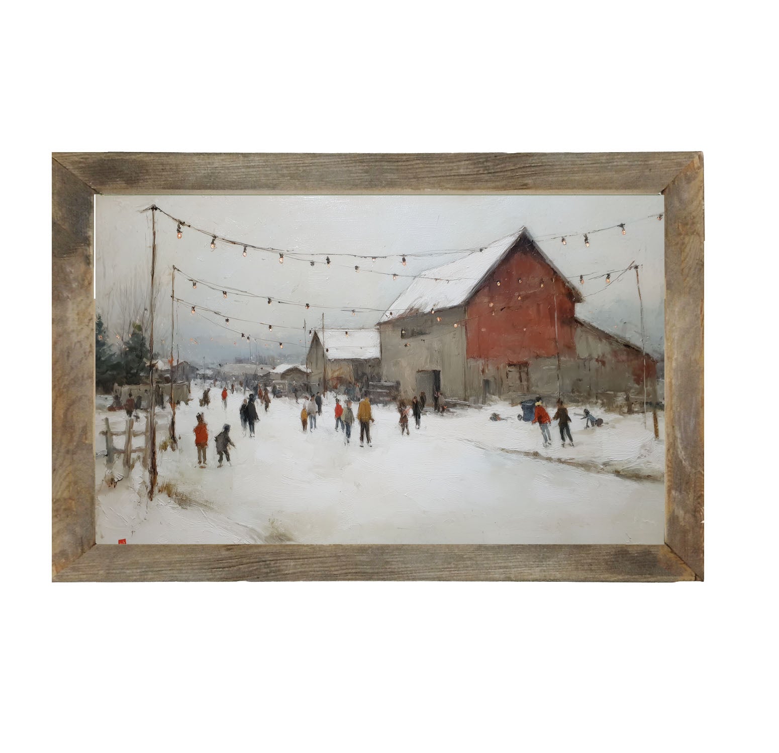 Visiting the Farm in Winter - Framed Art