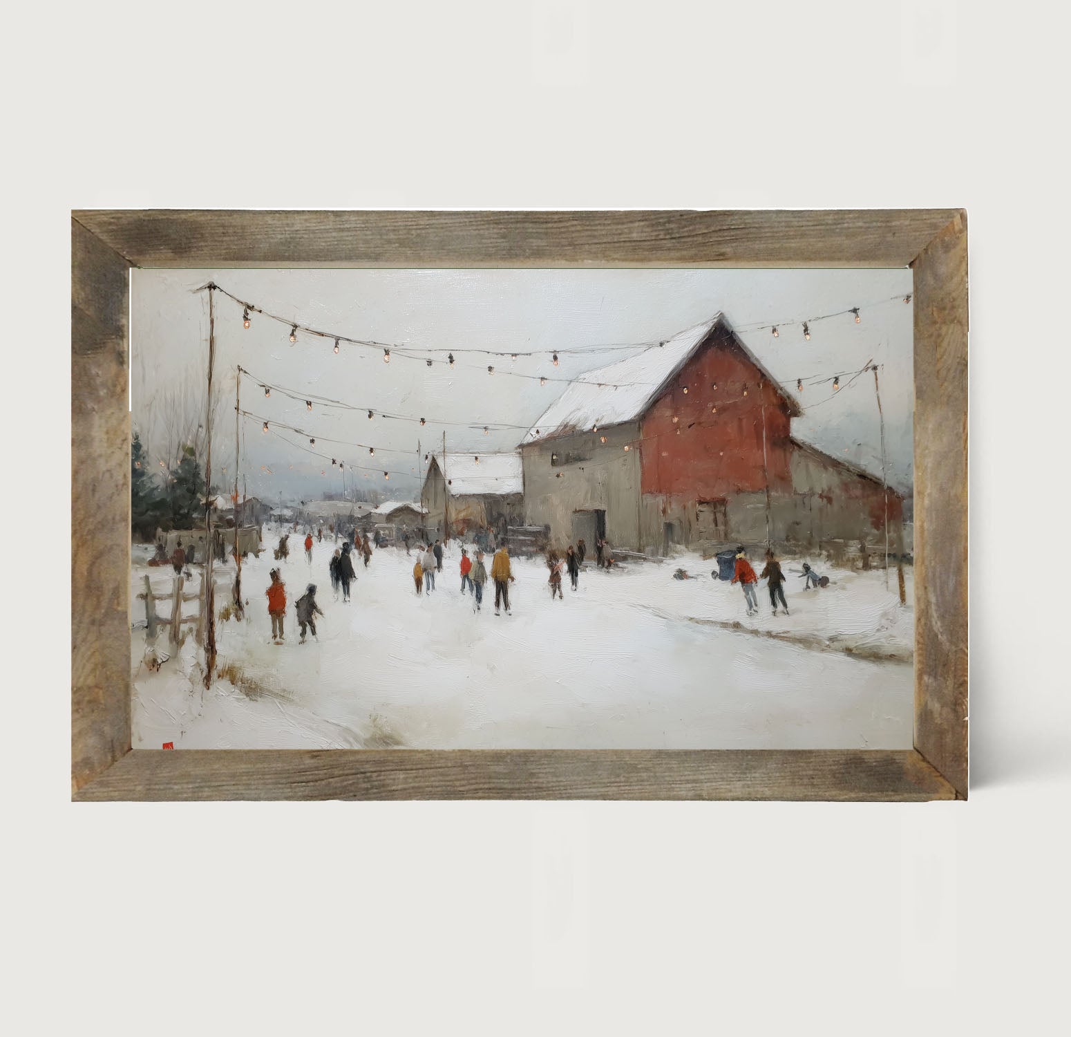Visiting the Farm in Winter - Framed Art