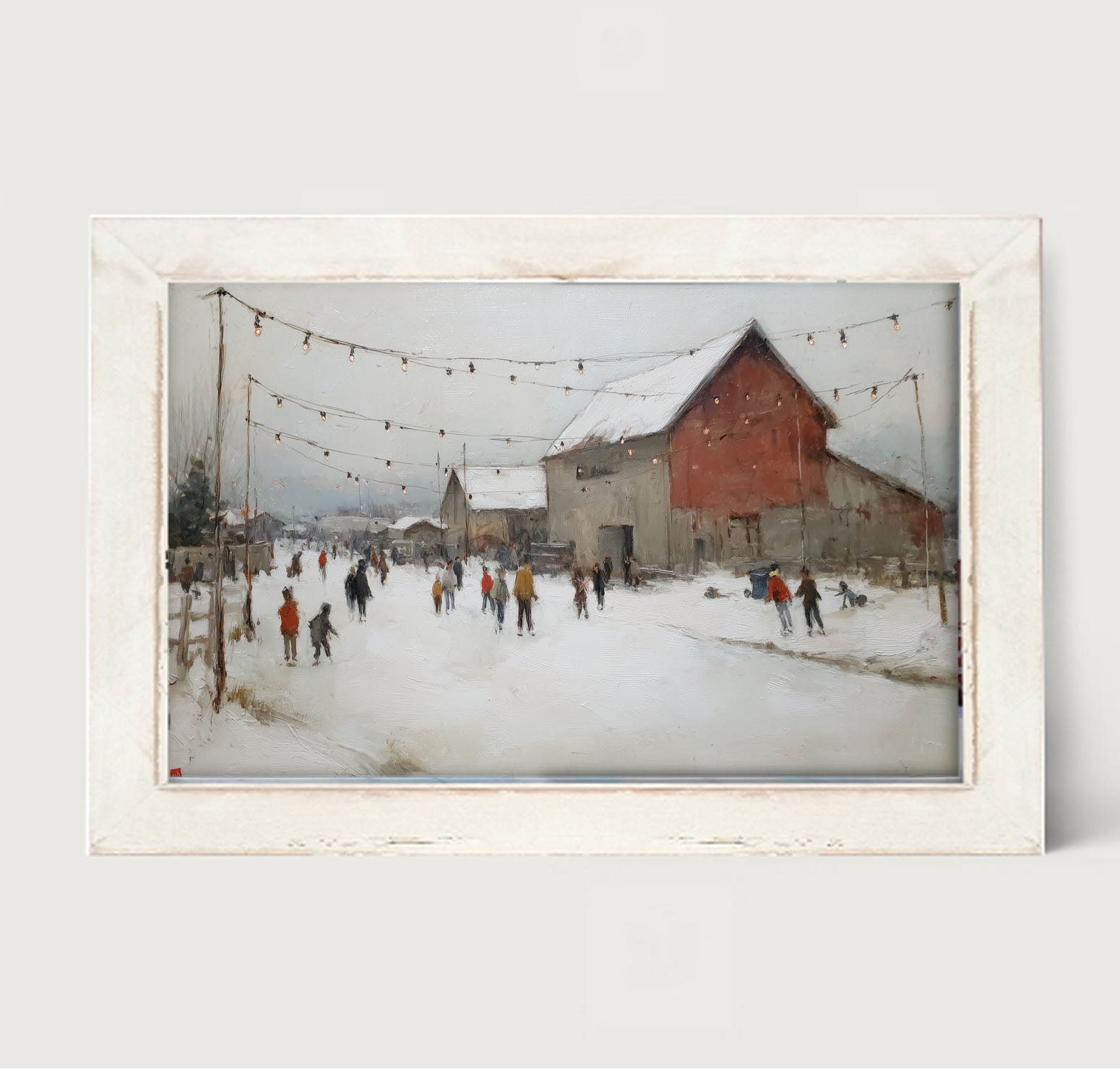Visiting the Farm in Winter - Framed Art