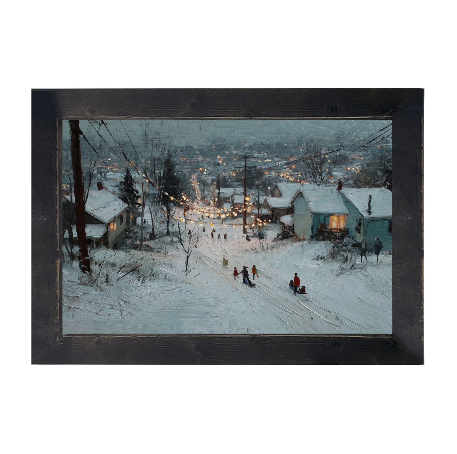 Sledding in the Neighborhood - Framed Art