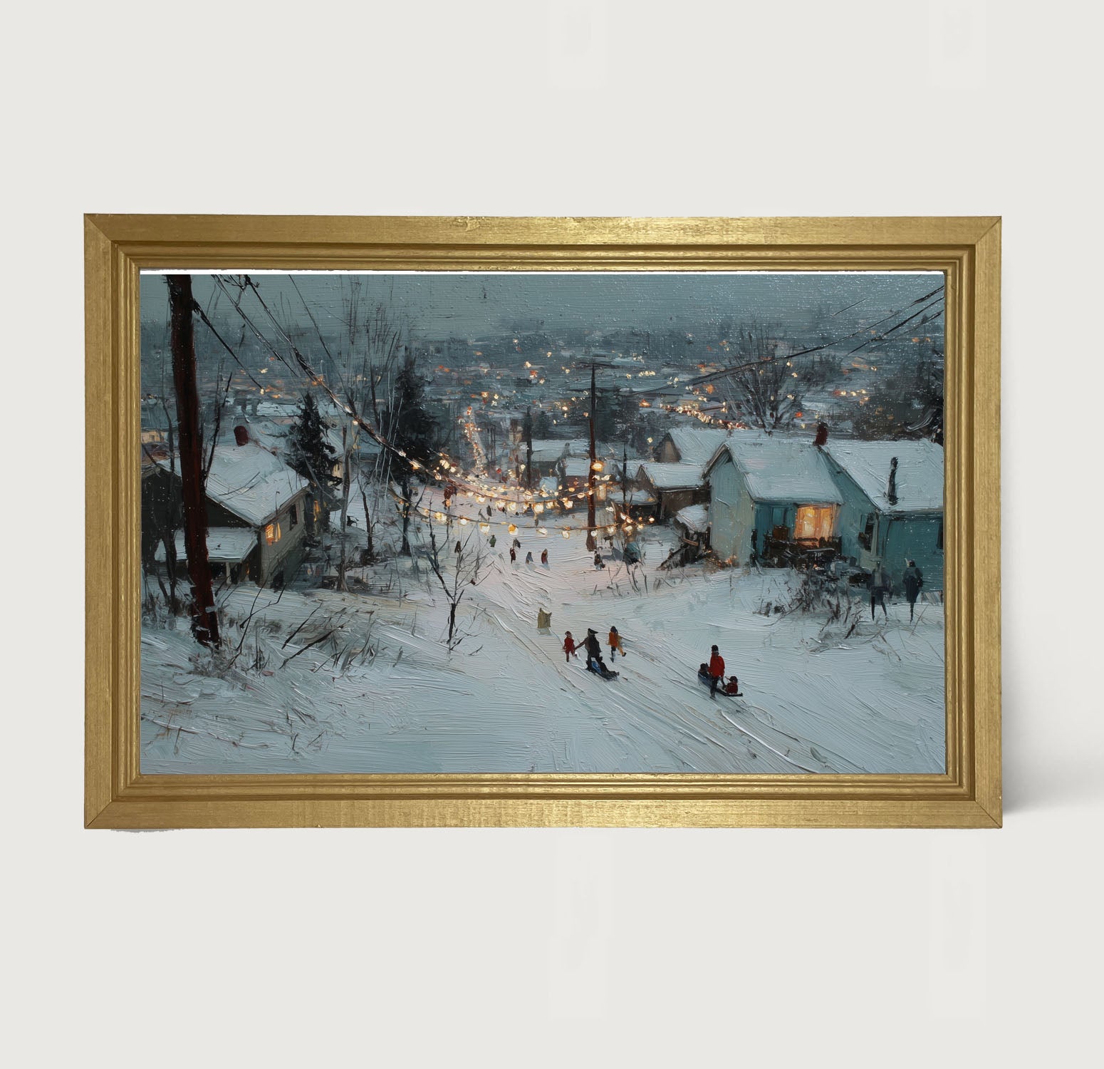 Sledding in the Neighborhood - Framed Art