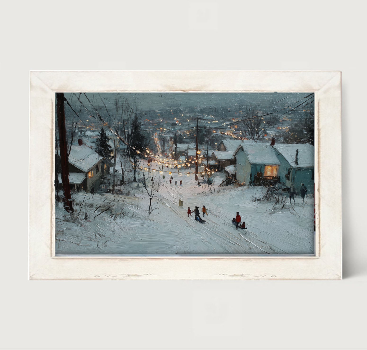 Sledding in the Neighborhood - Framed Art
