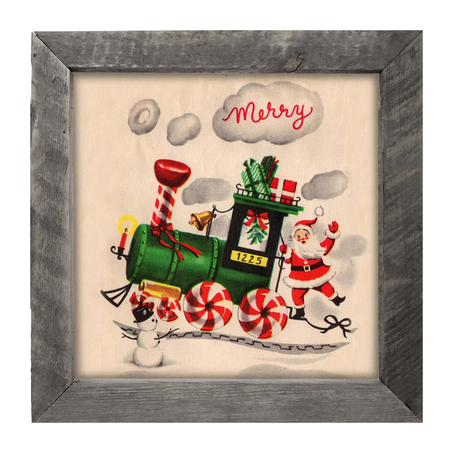 Santa on Christmas Train - Framed art