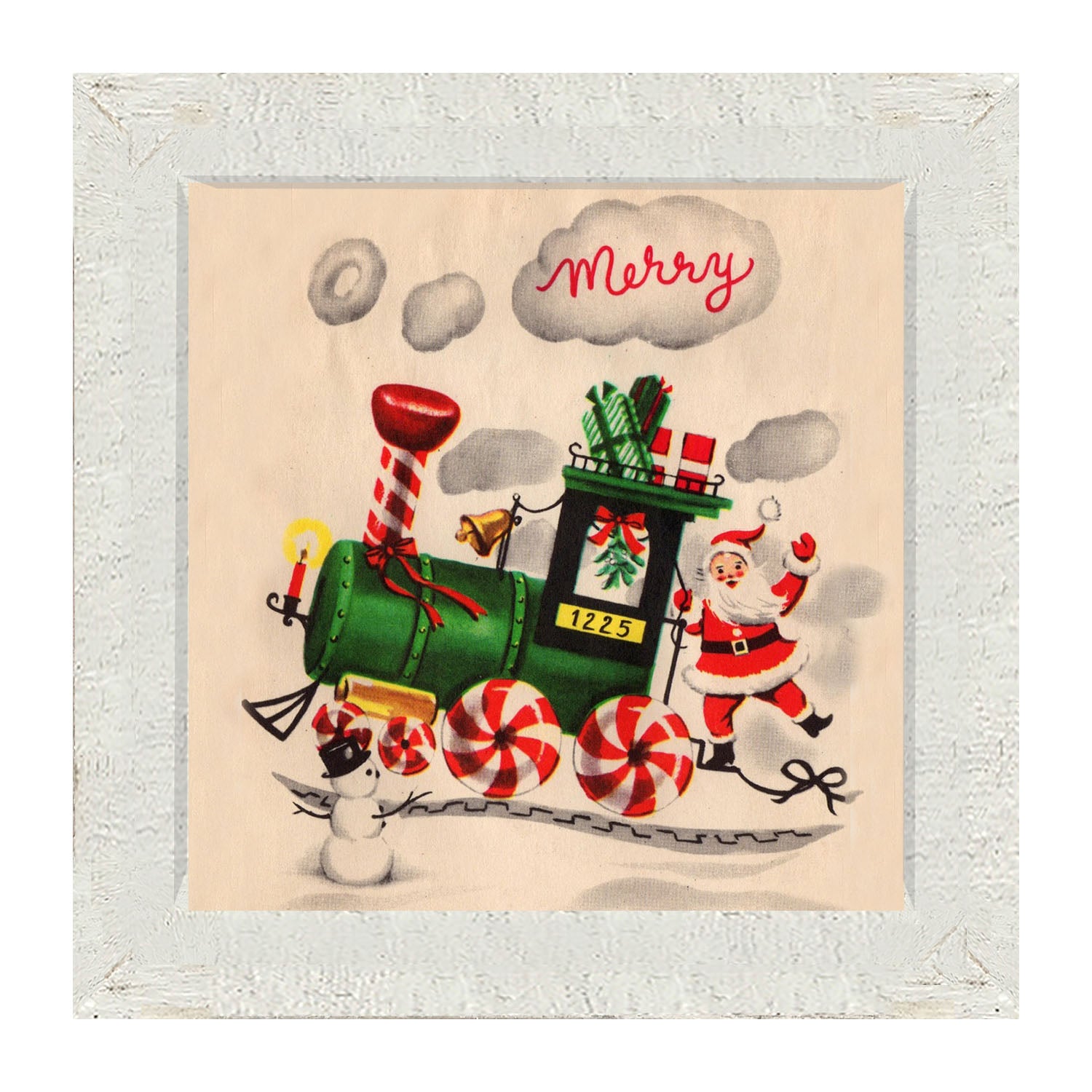 Santa on Christmas Train - Framed art