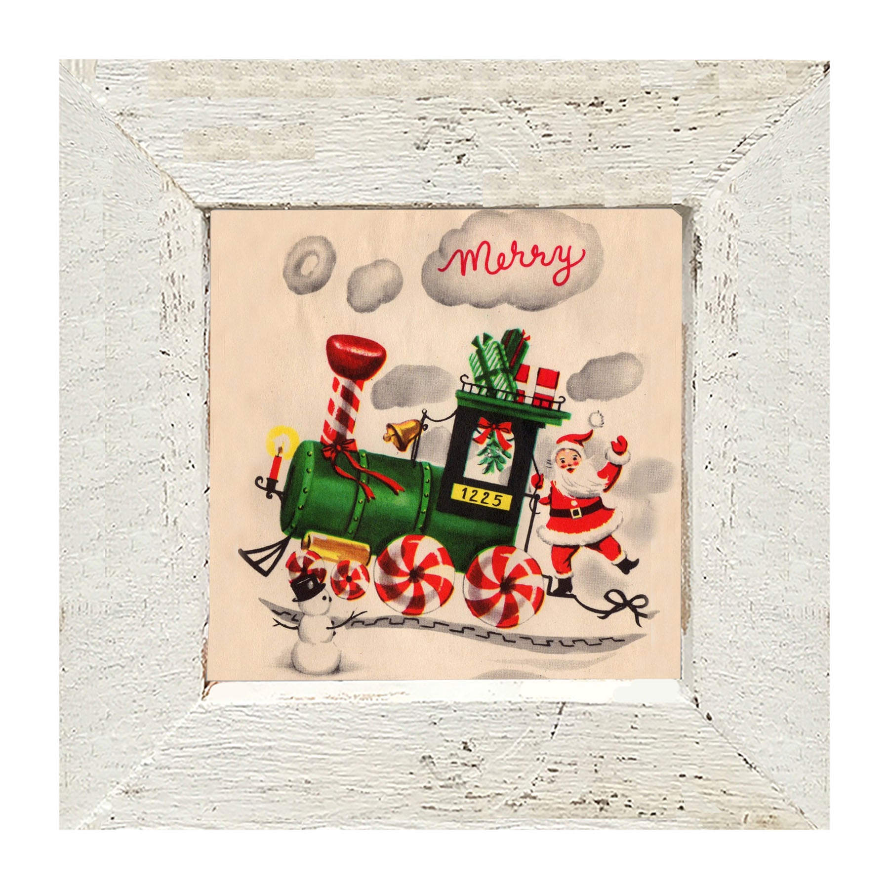 Santa on Christmas Train - Framed art