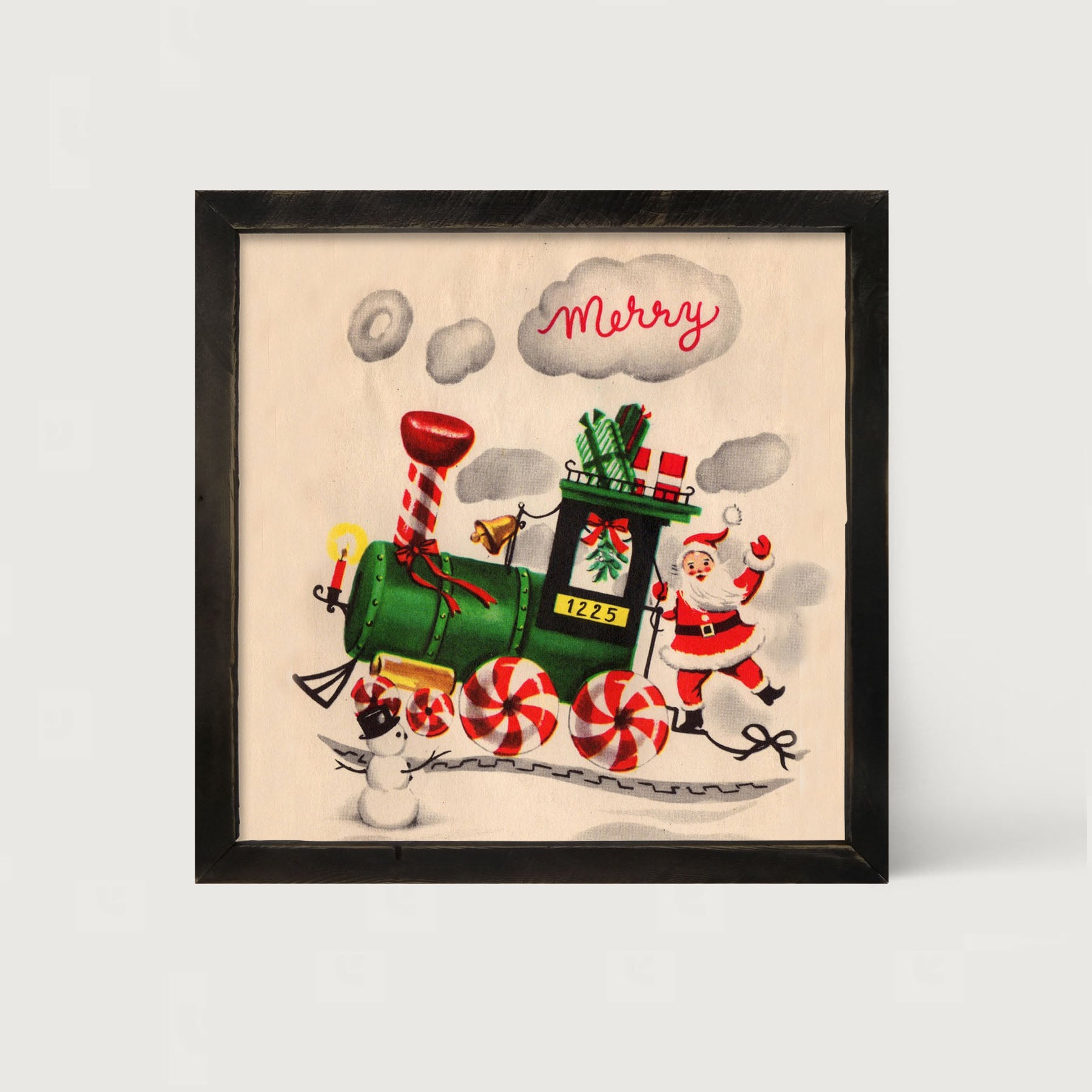 Santa on Christmas Train - Framed art