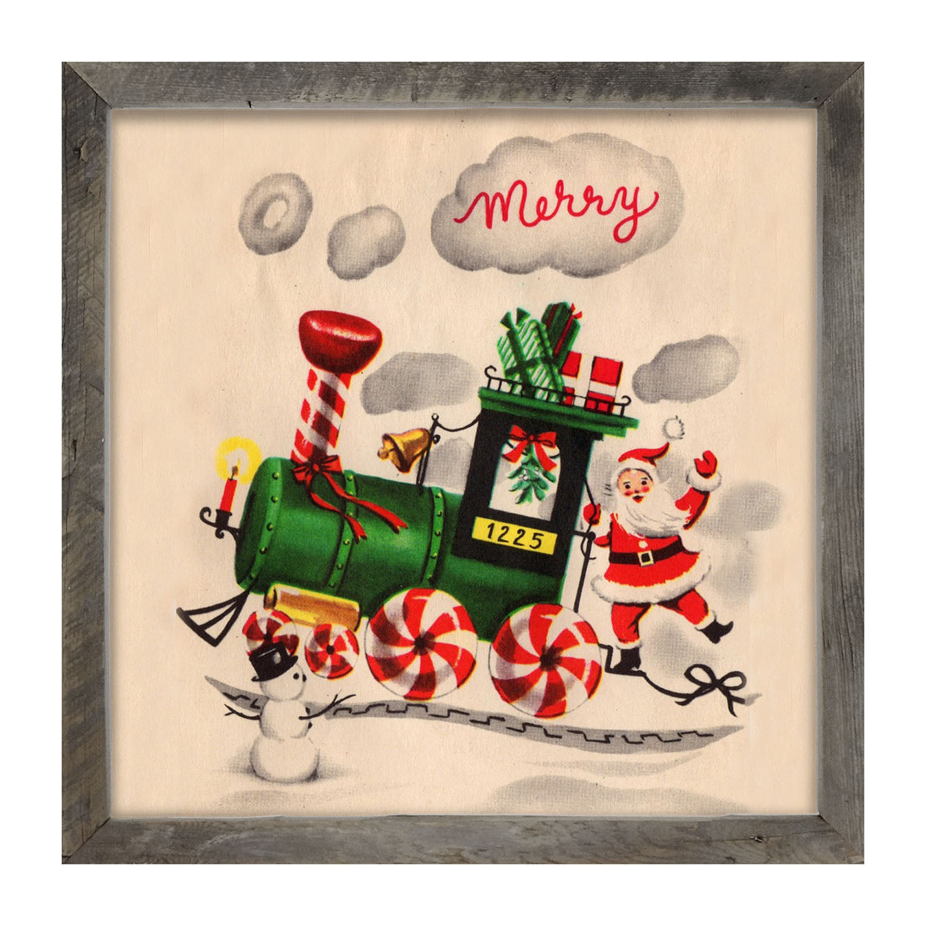 Santa on Christmas Train - Framed art