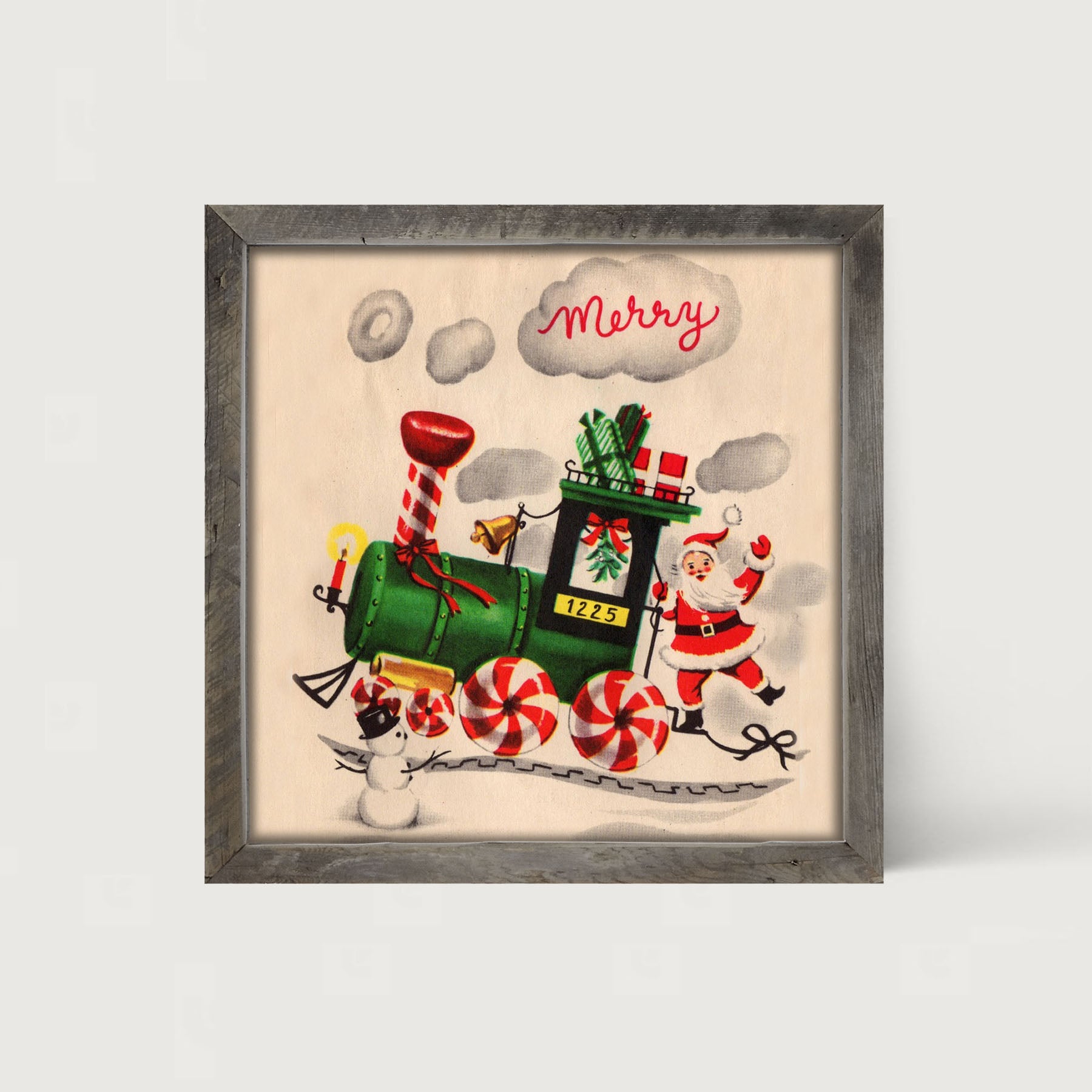 Santa on Christmas Train - Framed art