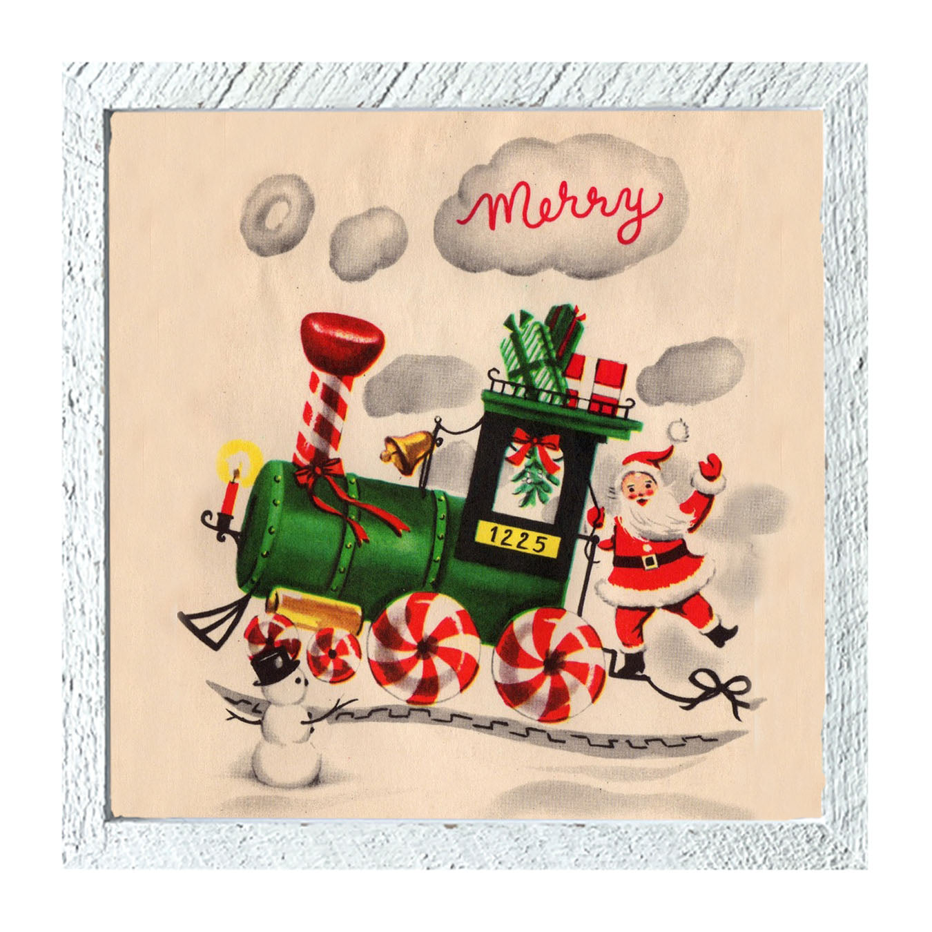 Santa on Christmas Train - Framed art