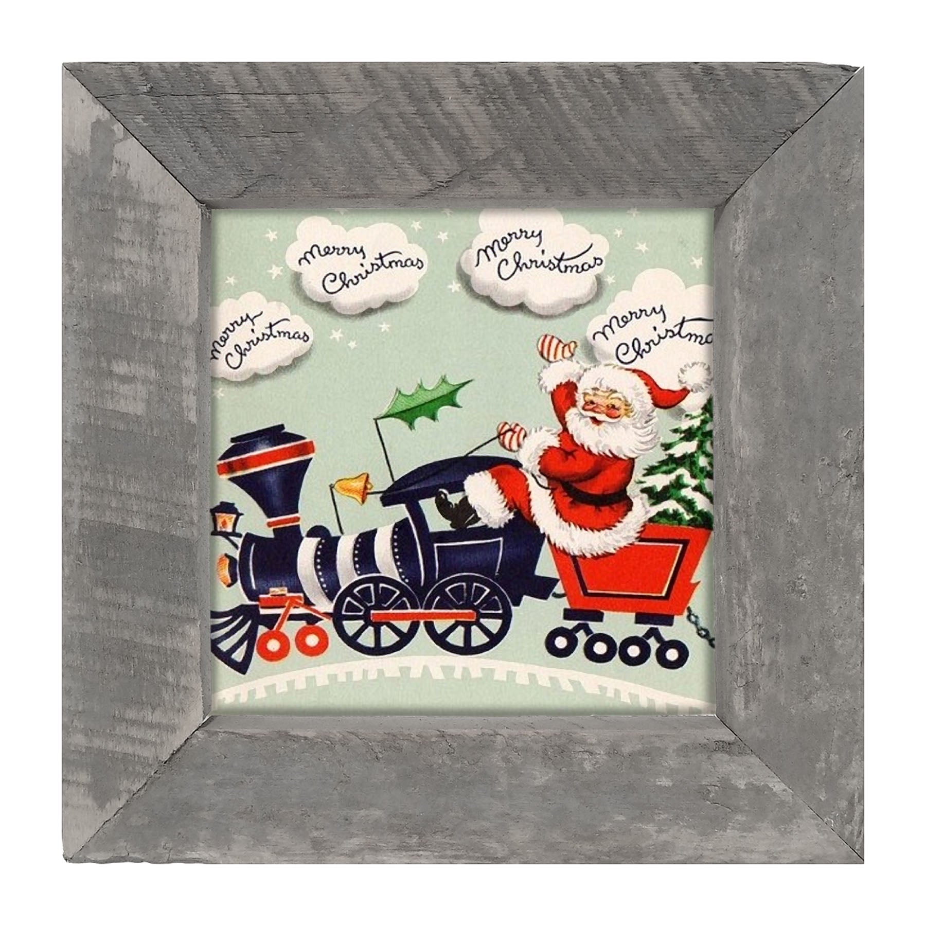 Santa Riding a Train - Framed art