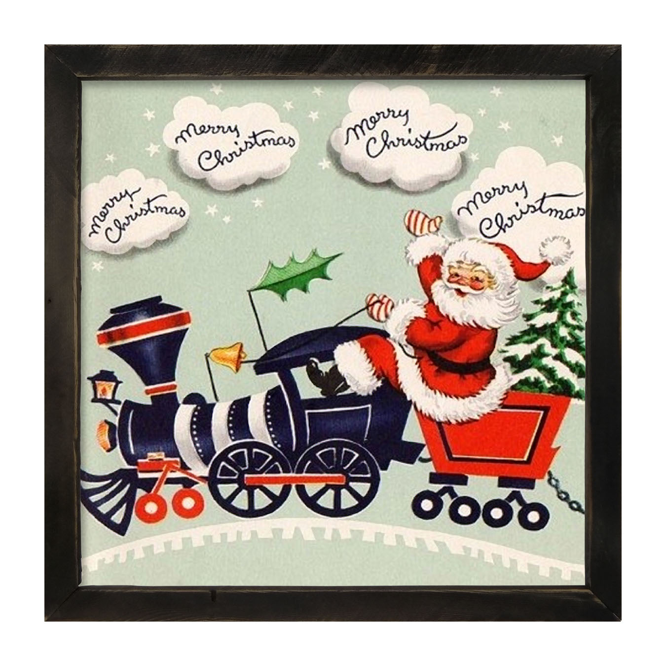 Santa Riding a Train - Framed art
