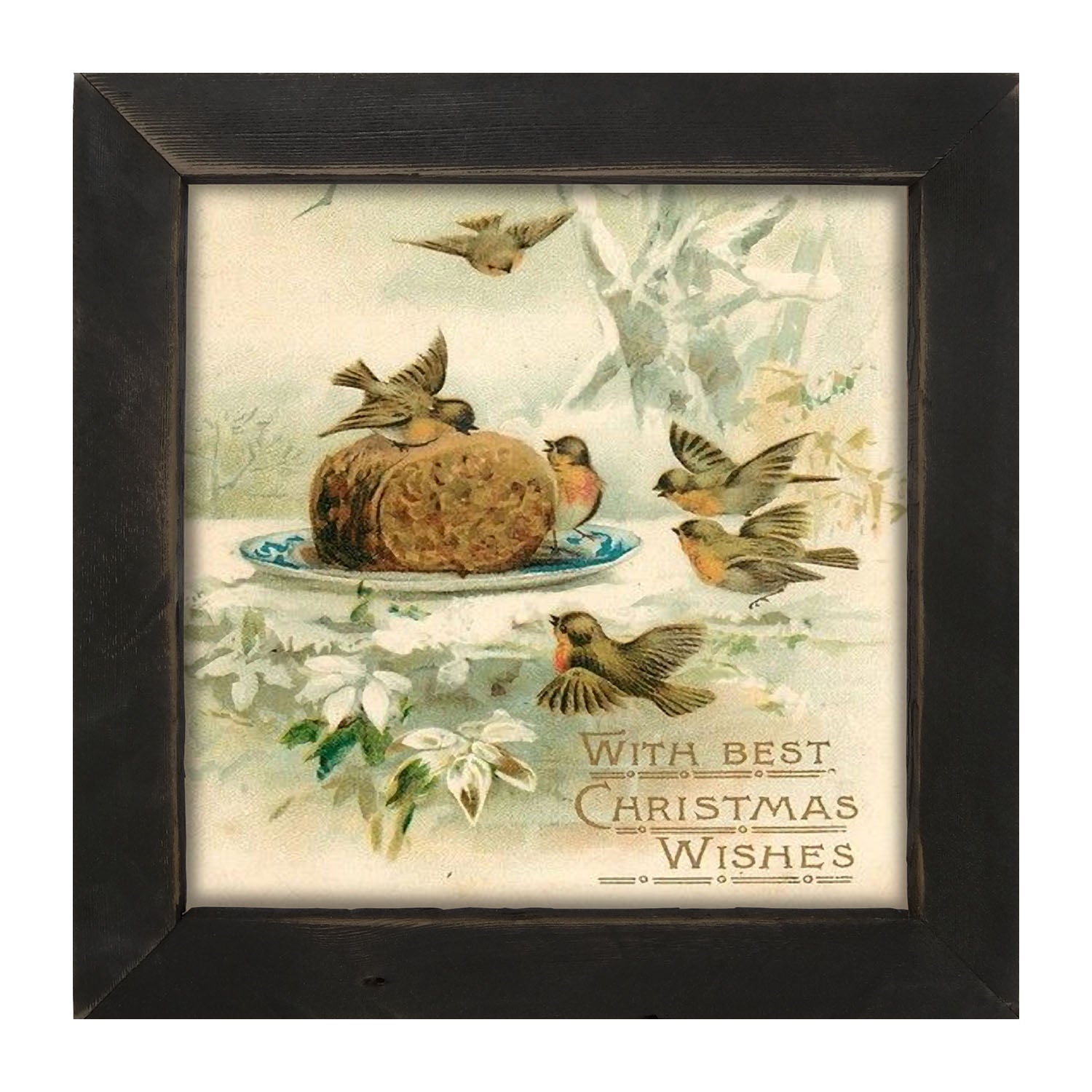Christmas Birdbath - Framed art
