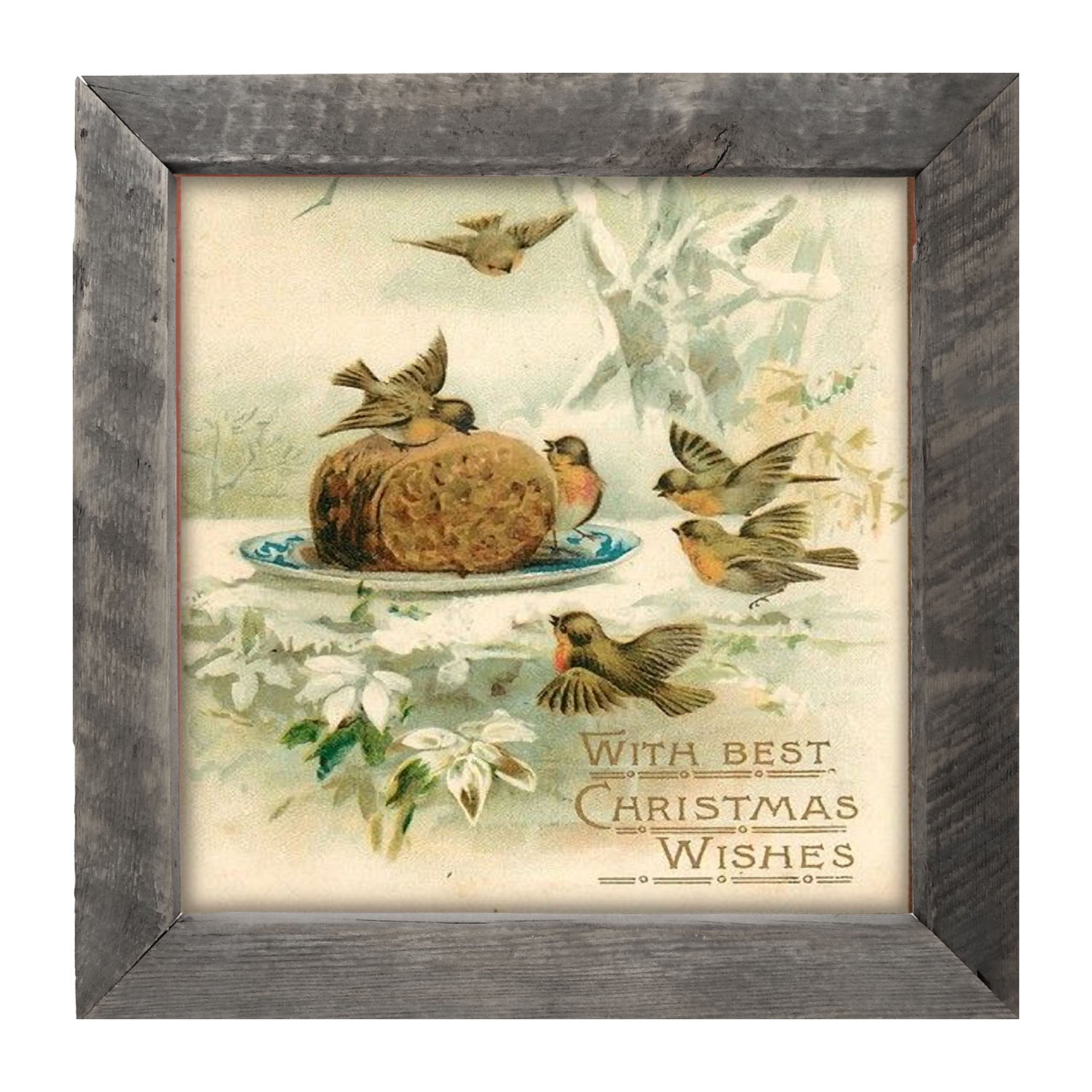 Christmas Birdbath - Framed art