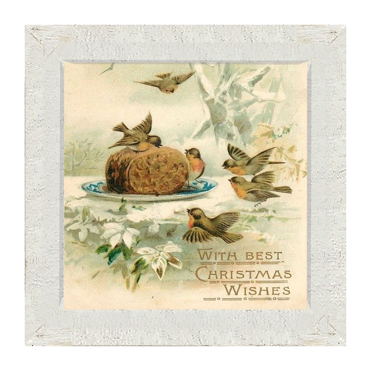 Christmas Birdbath - Framed art