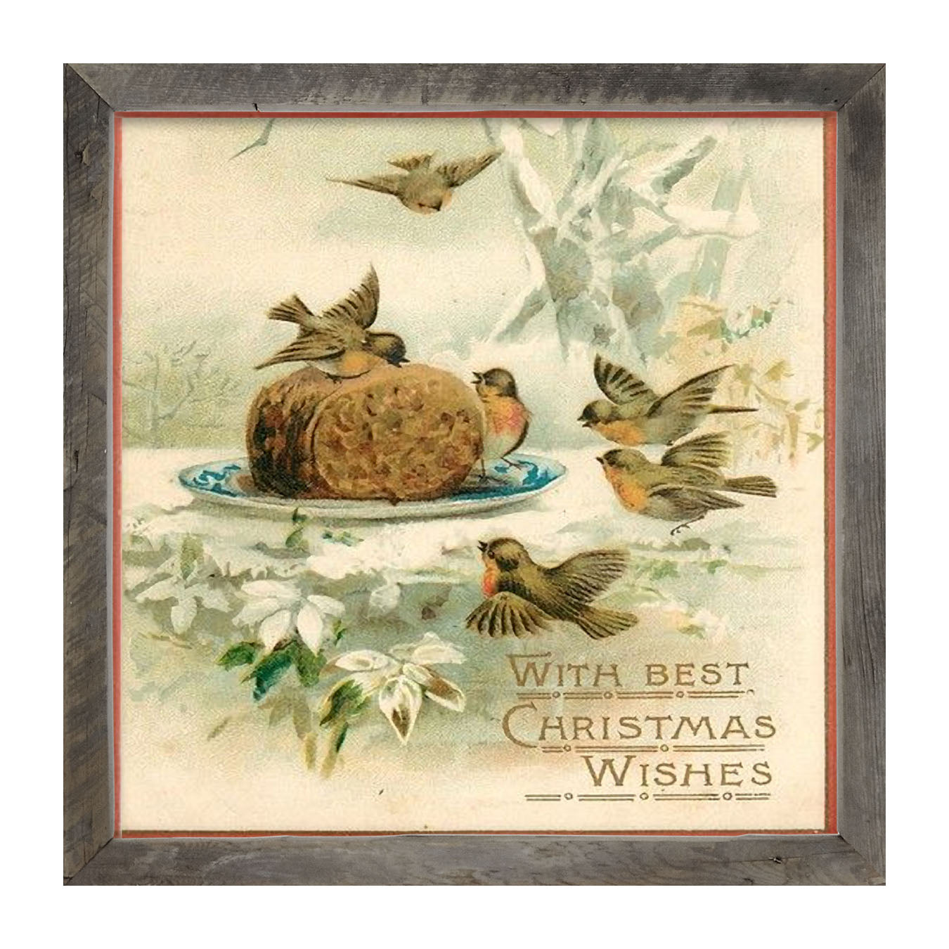 Christmas Birdbath - Framed art