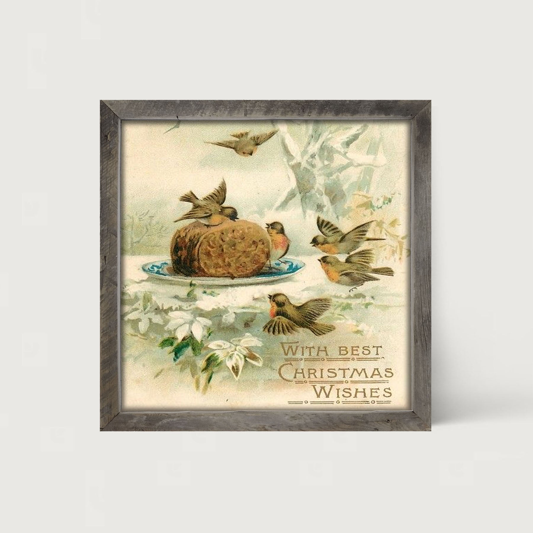 Christmas Birdbath - Framed art