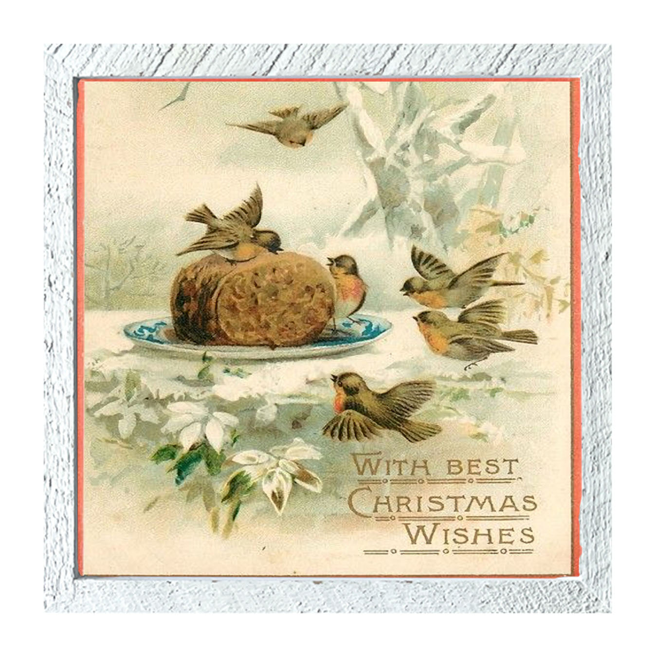 Christmas Birdbath - Framed art
