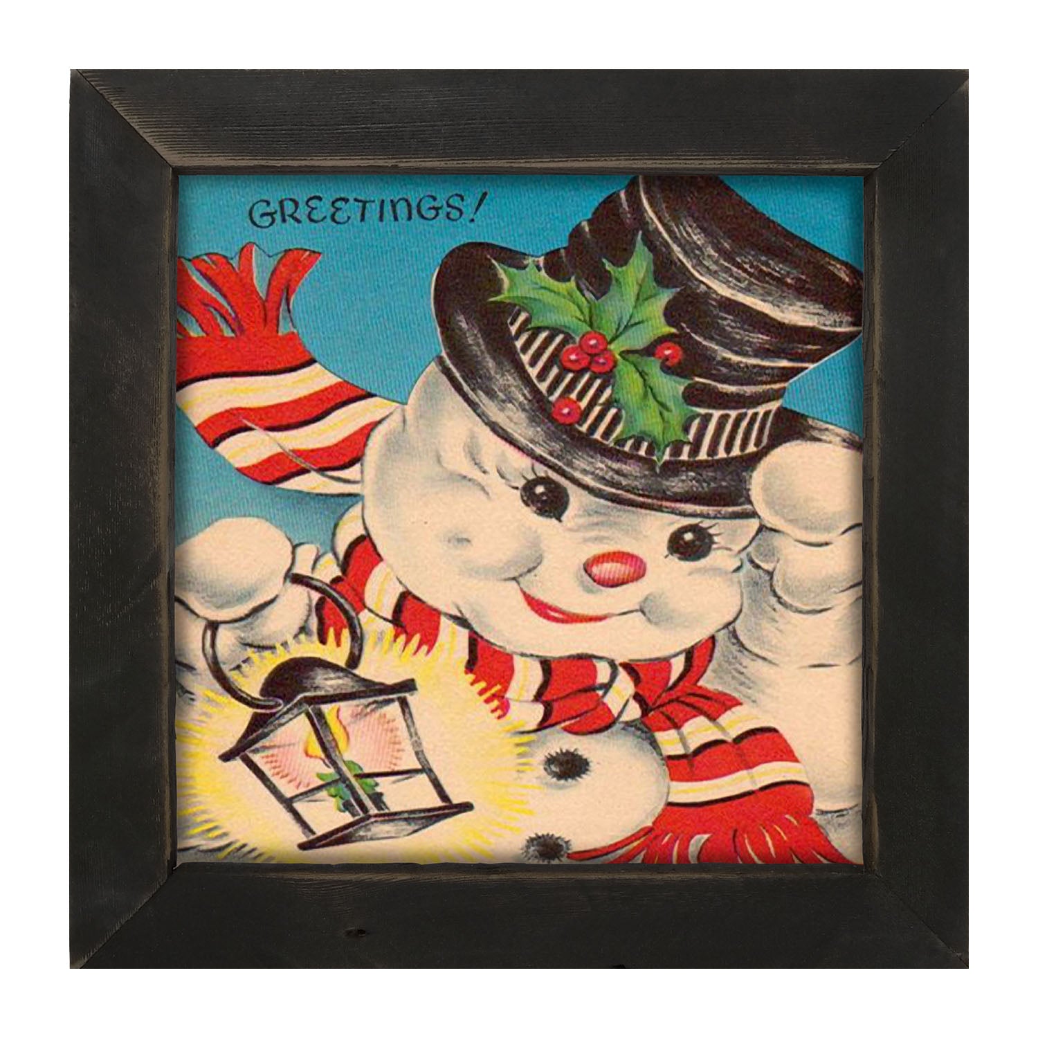 Snowman with Lantern - Framed art