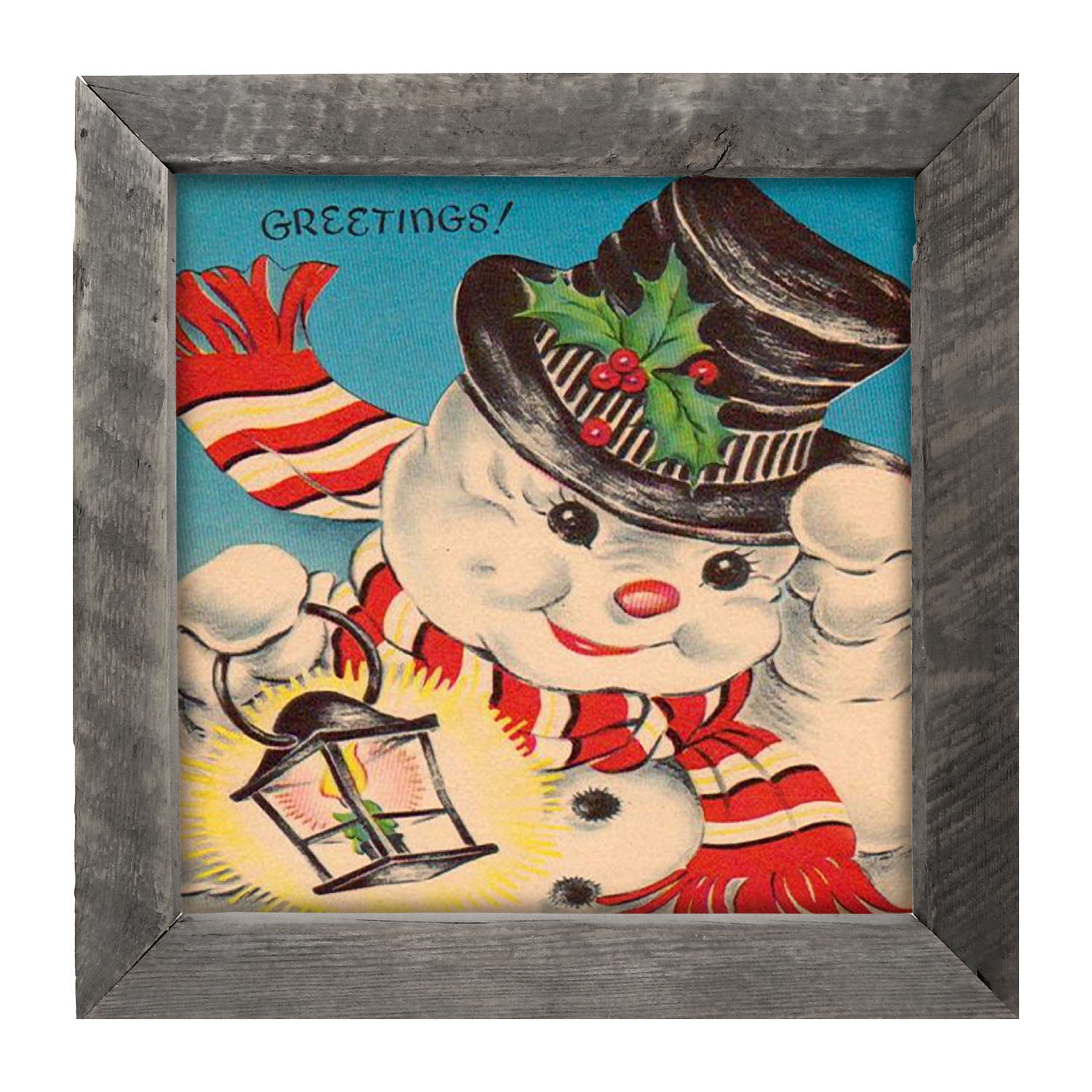 Snowman with Lantern - Framed art