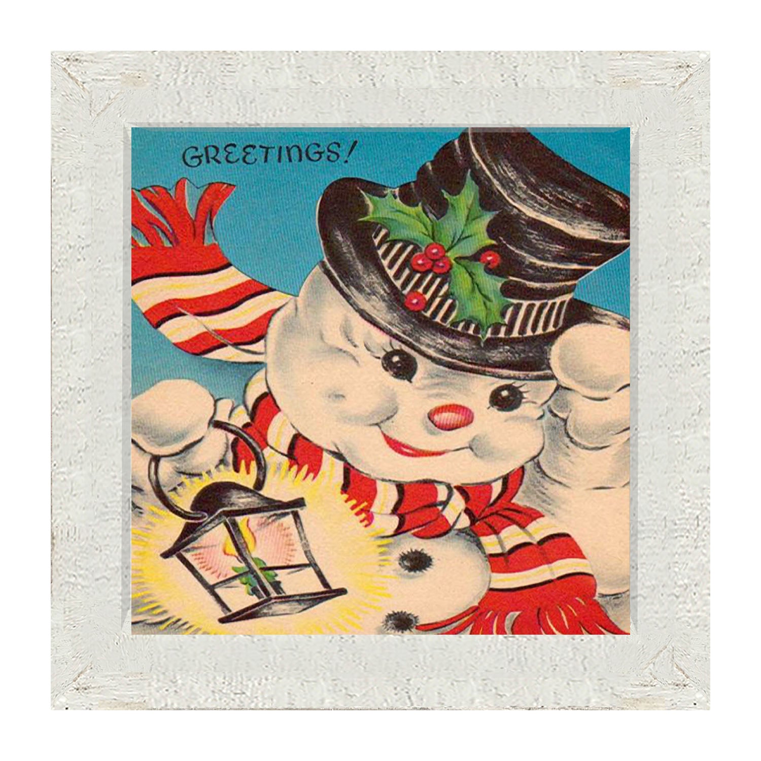 Snowman with Lantern - Framed art