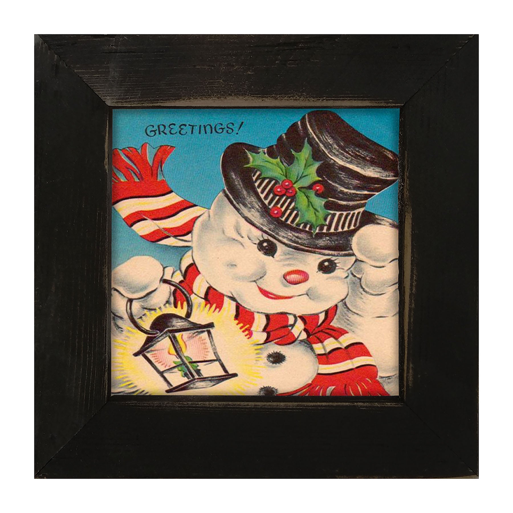 Snowman with Lantern - Framed art