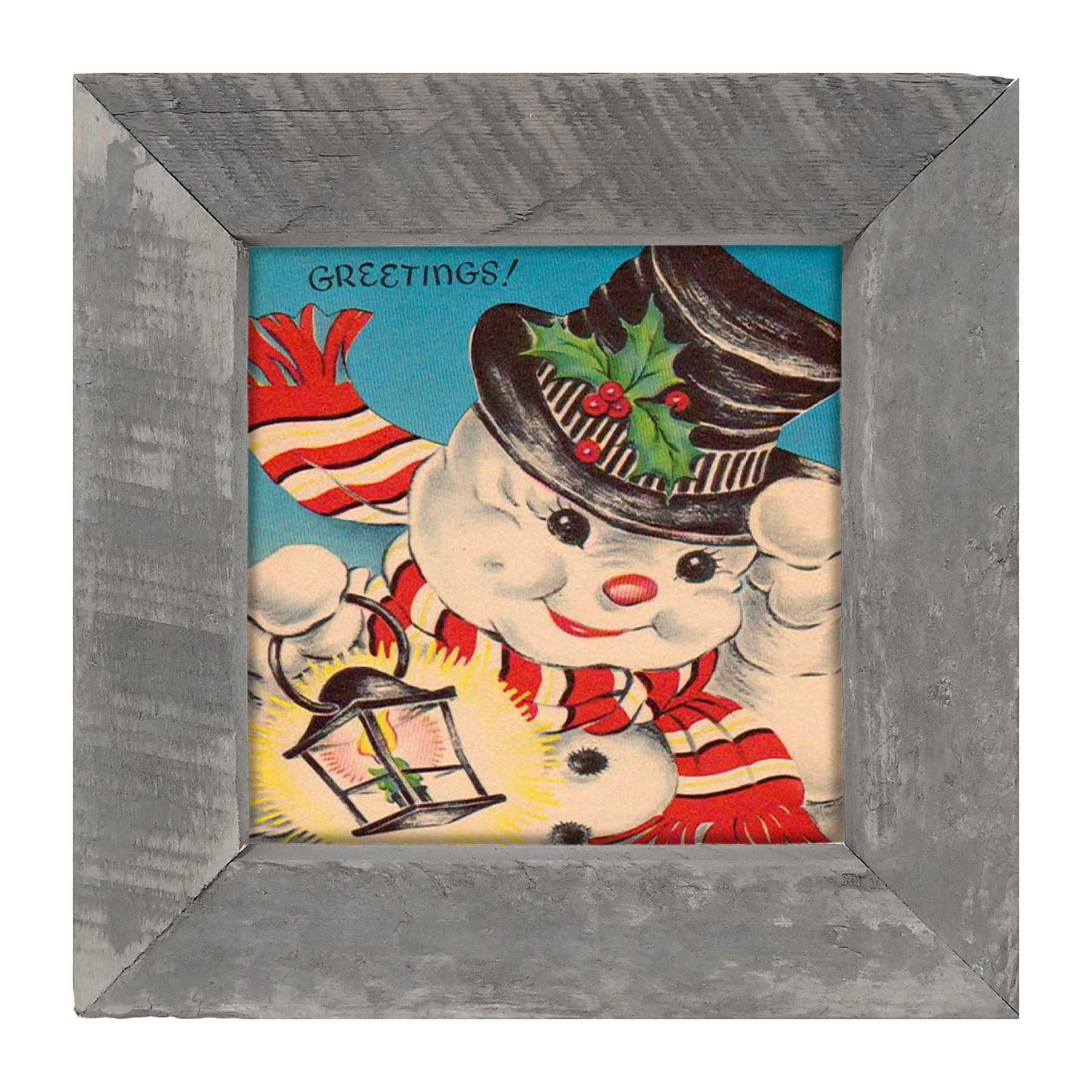Snowman with Lantern - Framed art