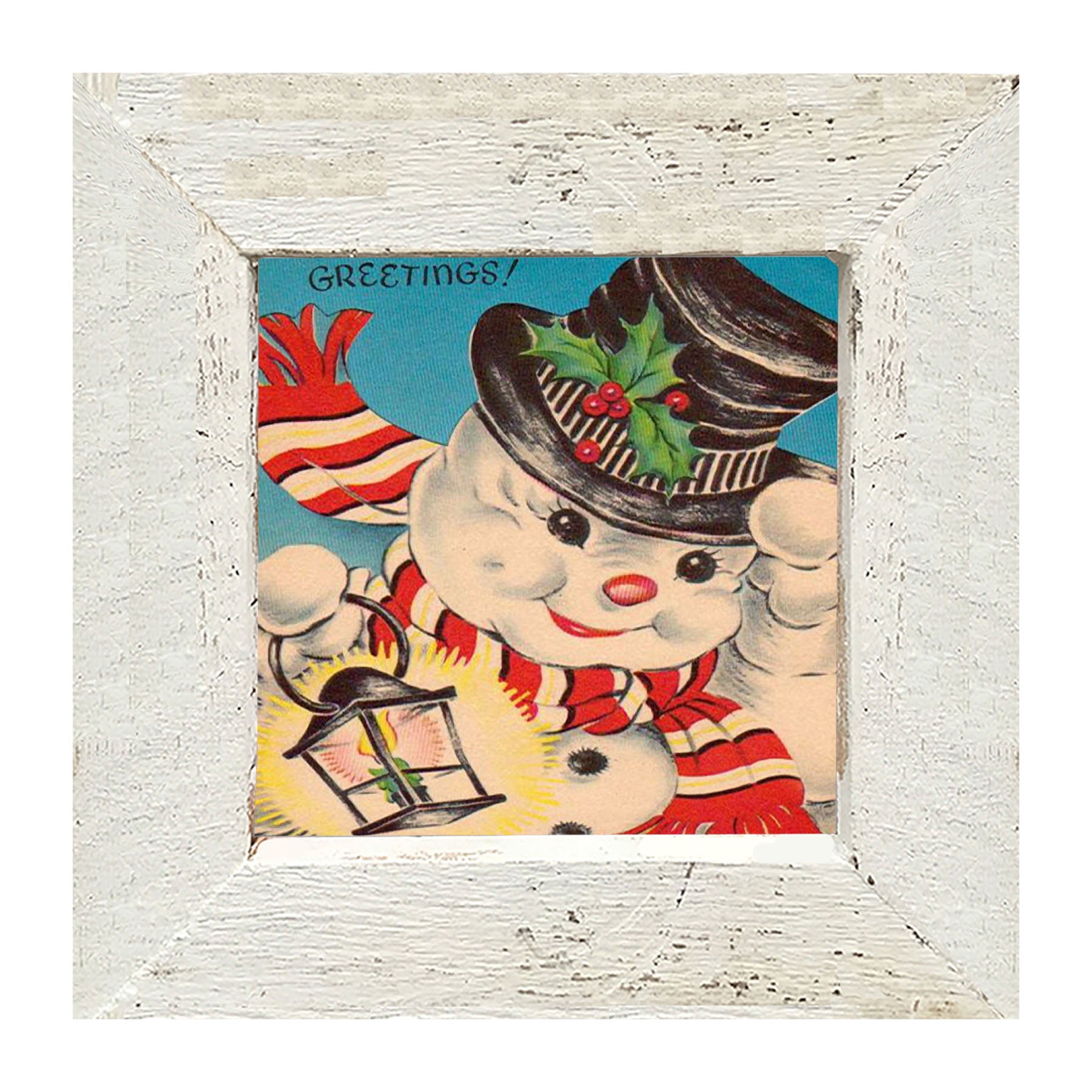 Snowman with Lantern - Framed art