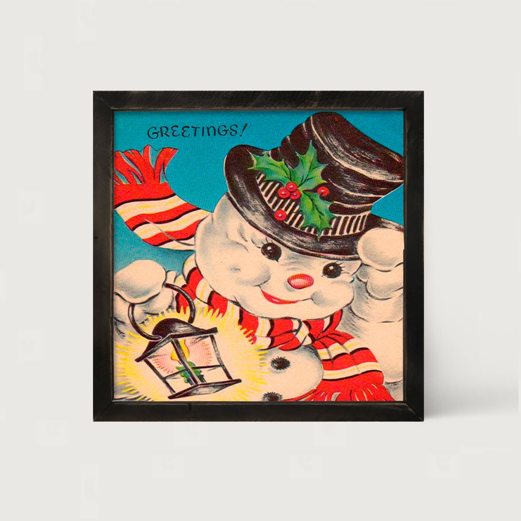Snowman with Lantern - Framed art