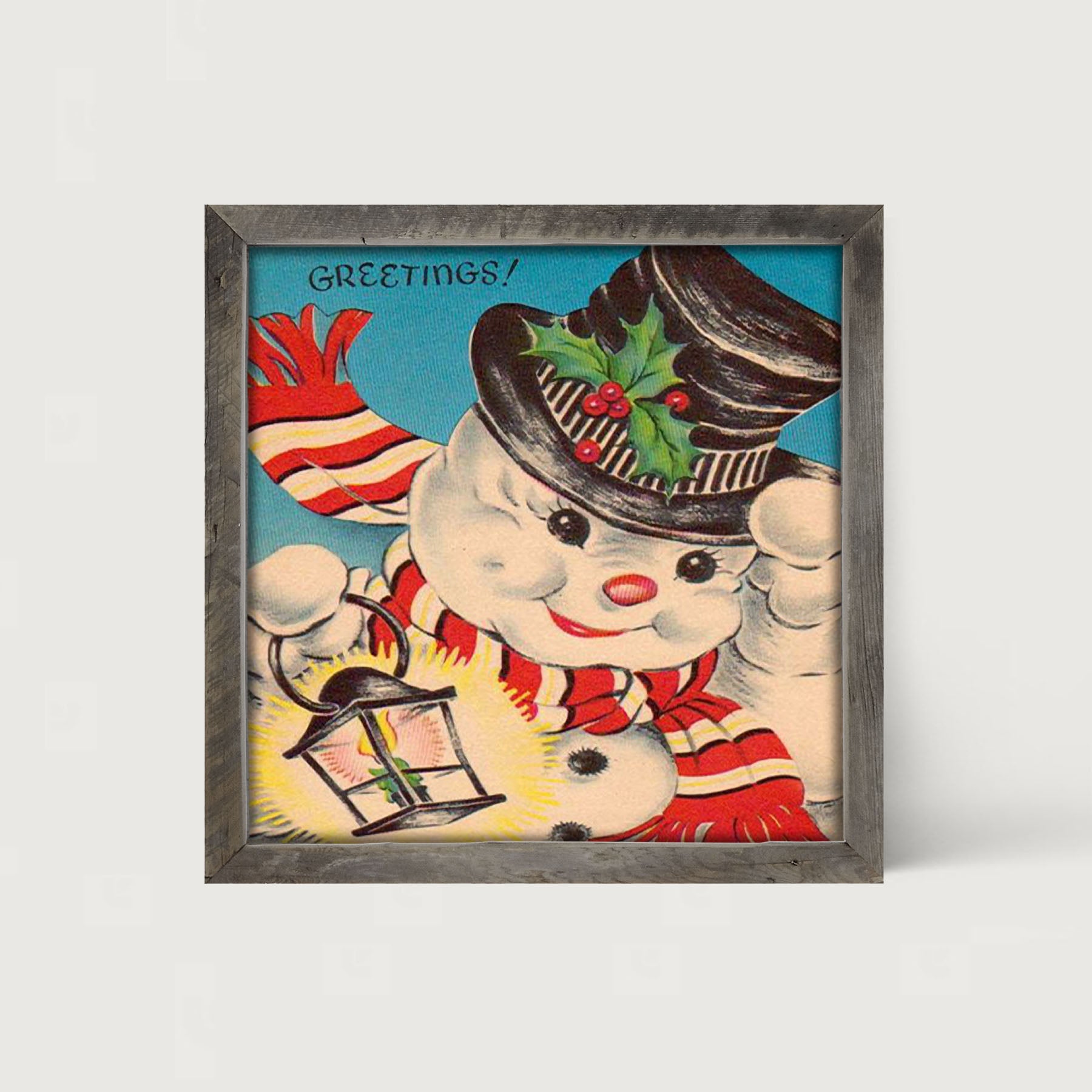 Snowman with Lantern - Framed art