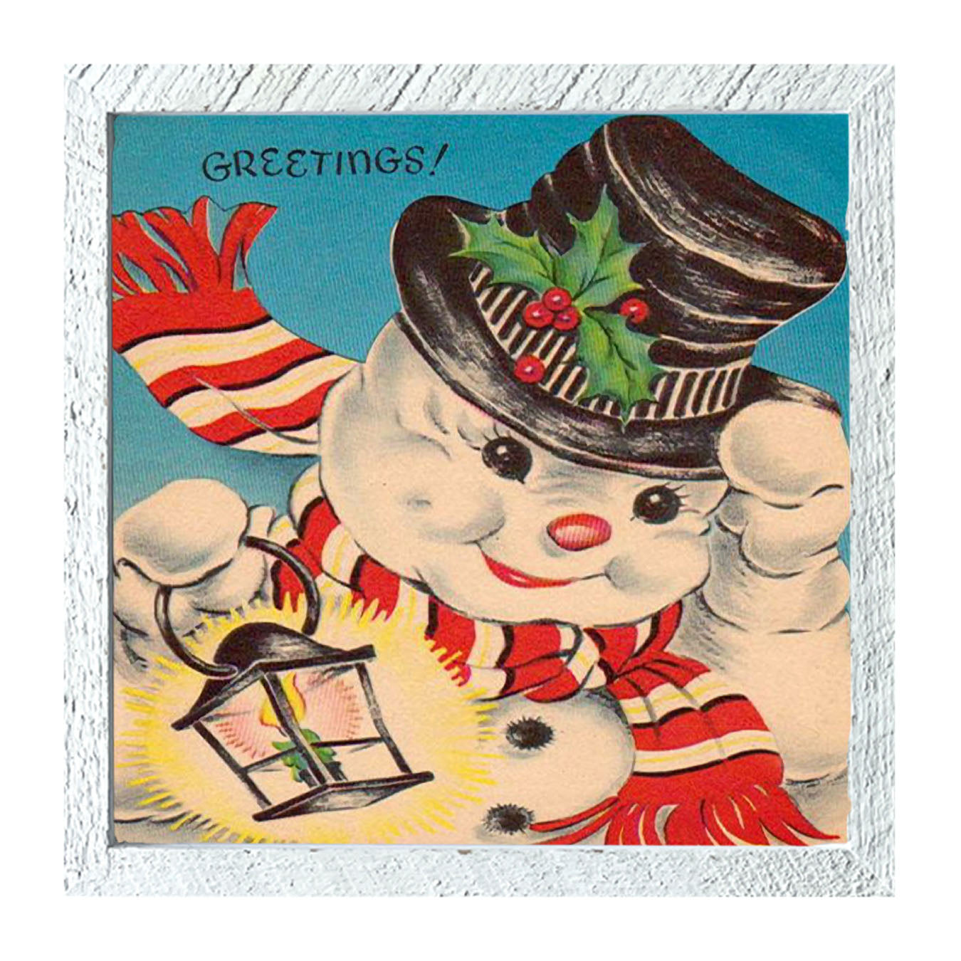 Snowman with Lantern - Framed art