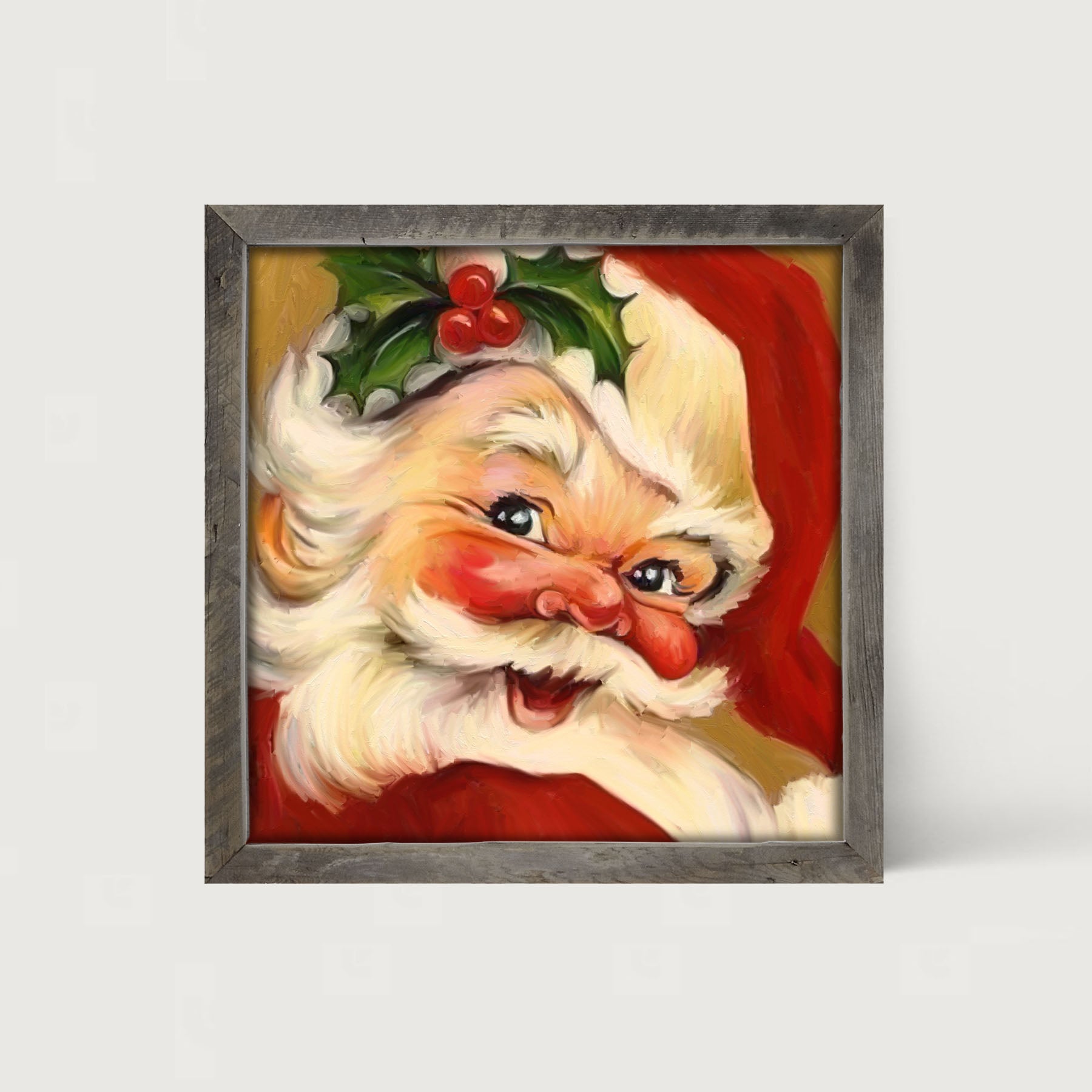 Holly Santa - Framed art
