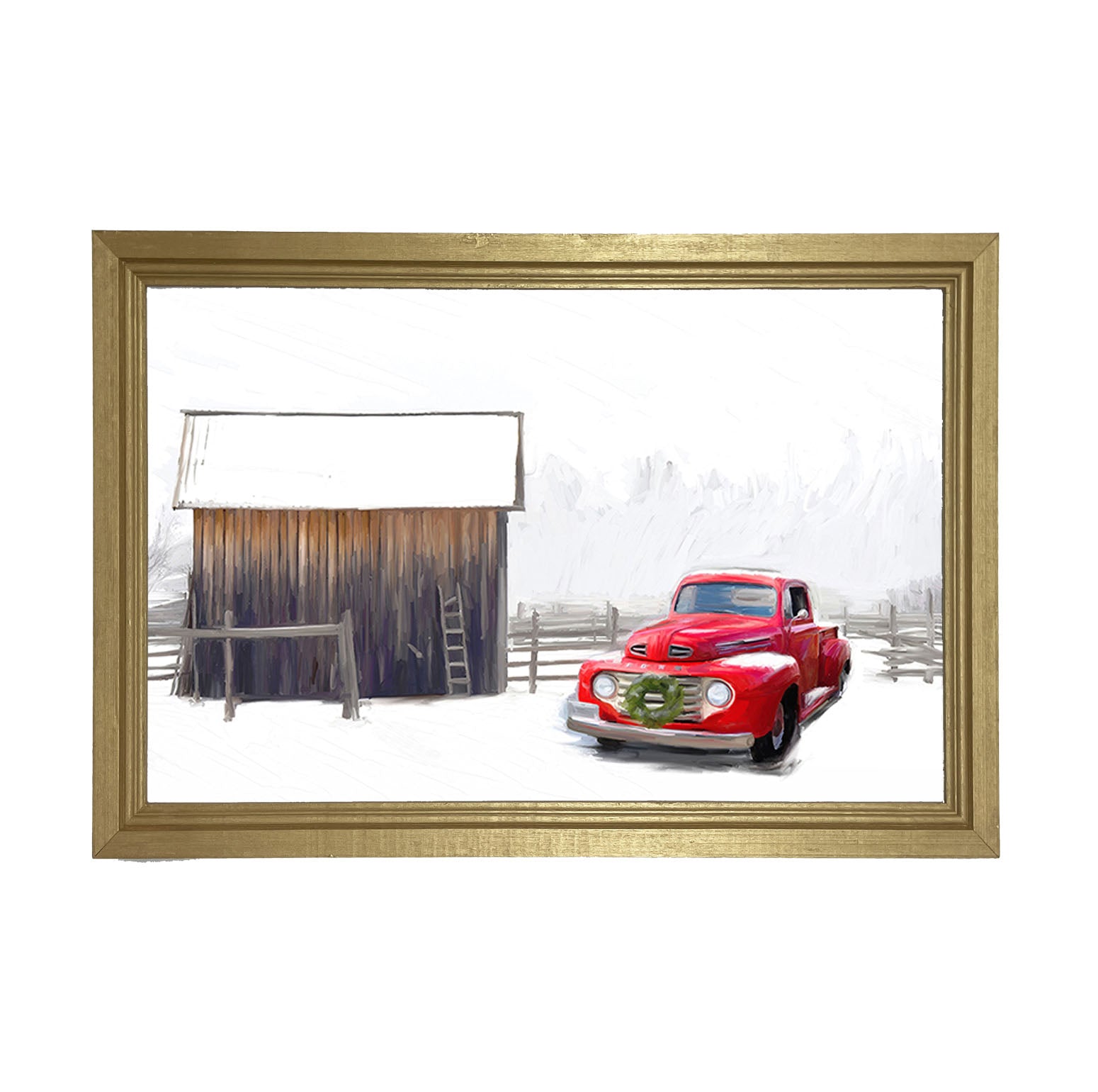 Winter red Ford - Framed art