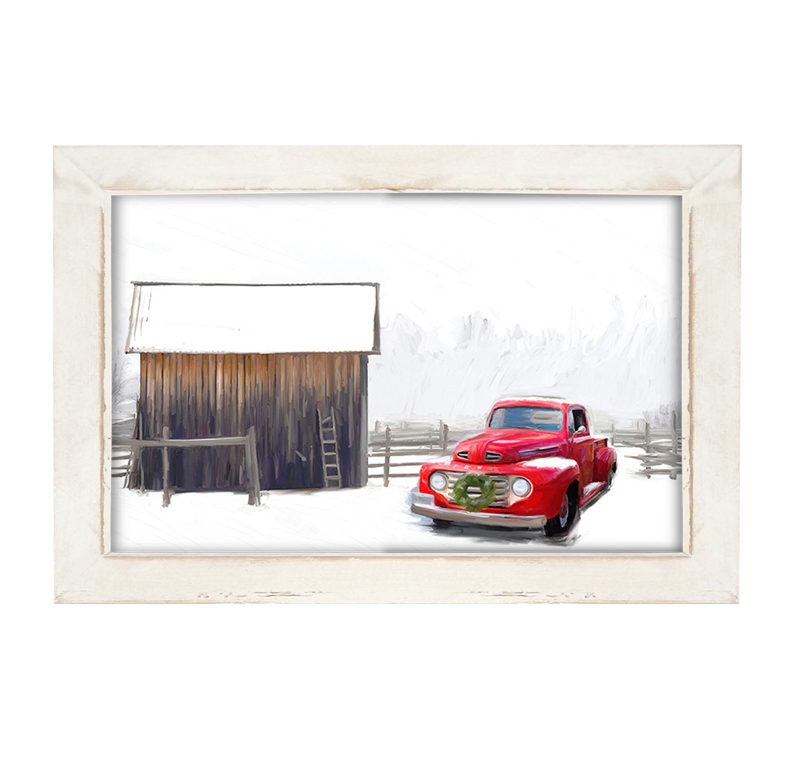 Winter red Ford - Framed art