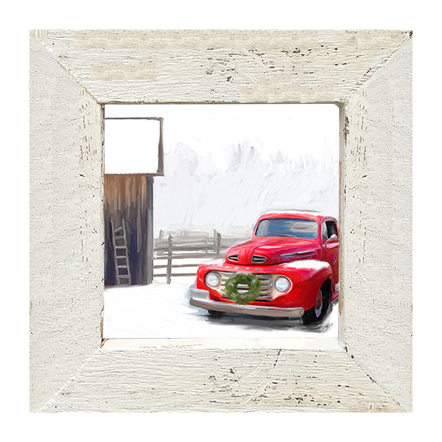 Winter red Ford - Framed art