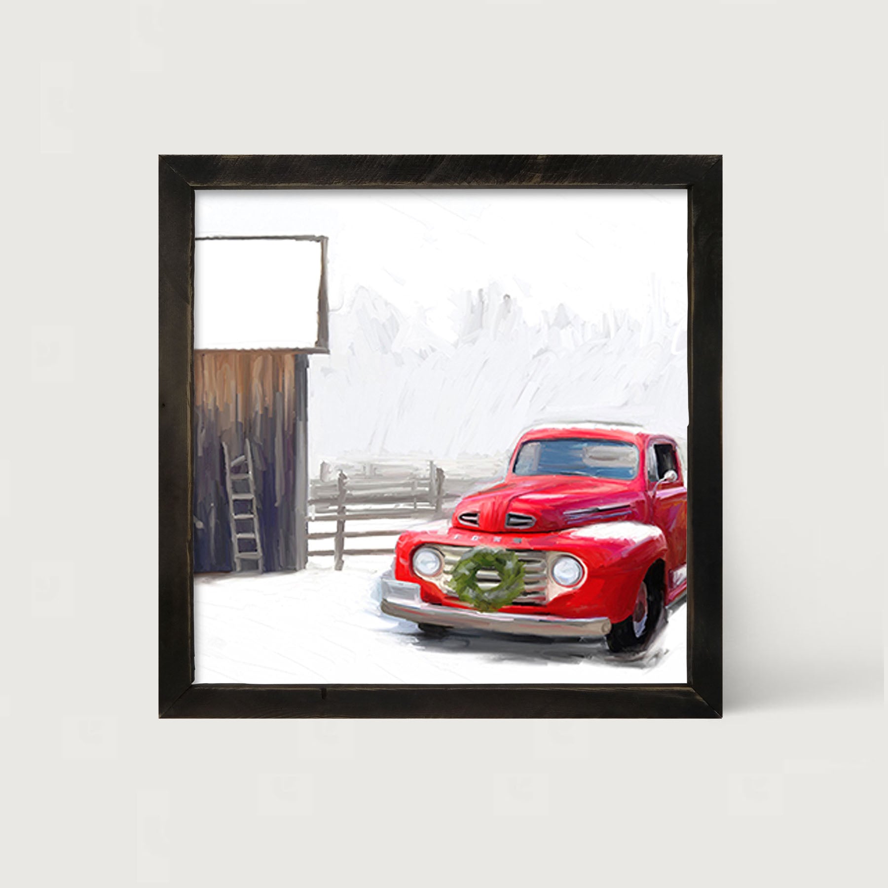 Winter red Ford - Framed art