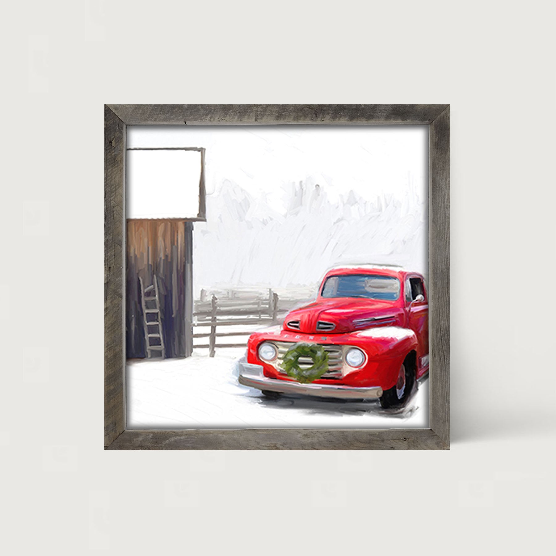 Winter red Ford - Framed art