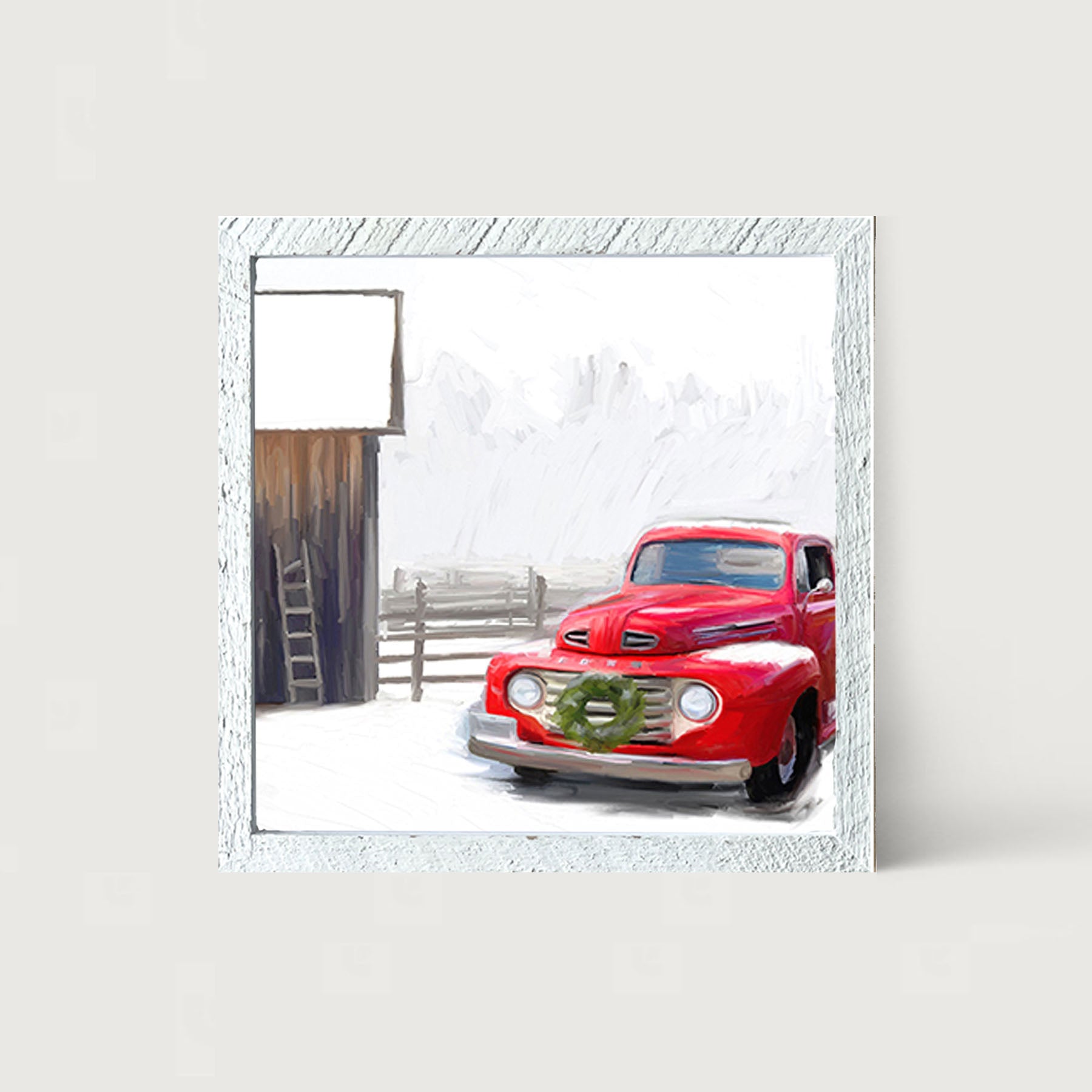 Winter red Ford - Framed art