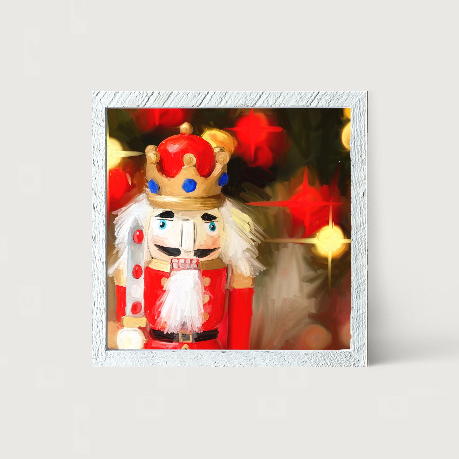Bright Red Nutcracker at Christmas Time - Framed art