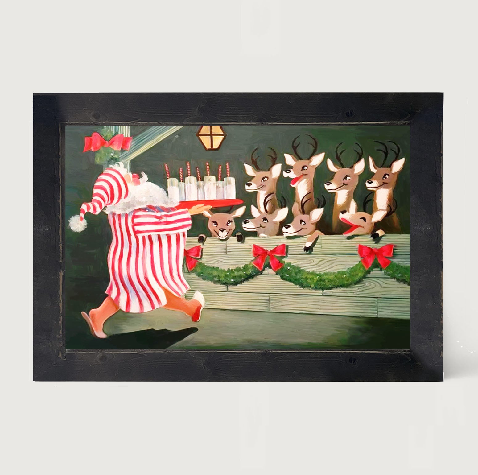 Santa having drinks - Framed art
