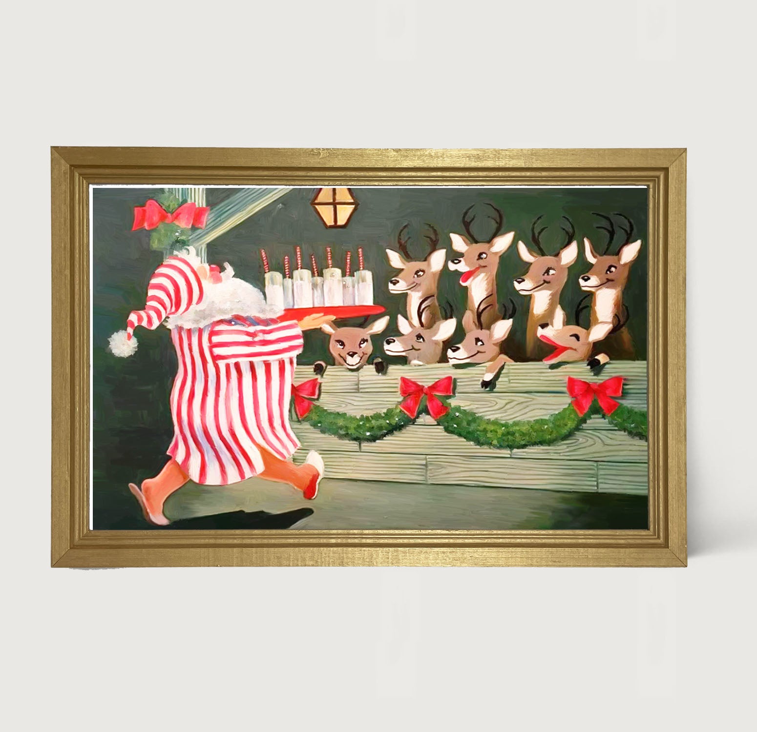 Santa having drinks - Framed art