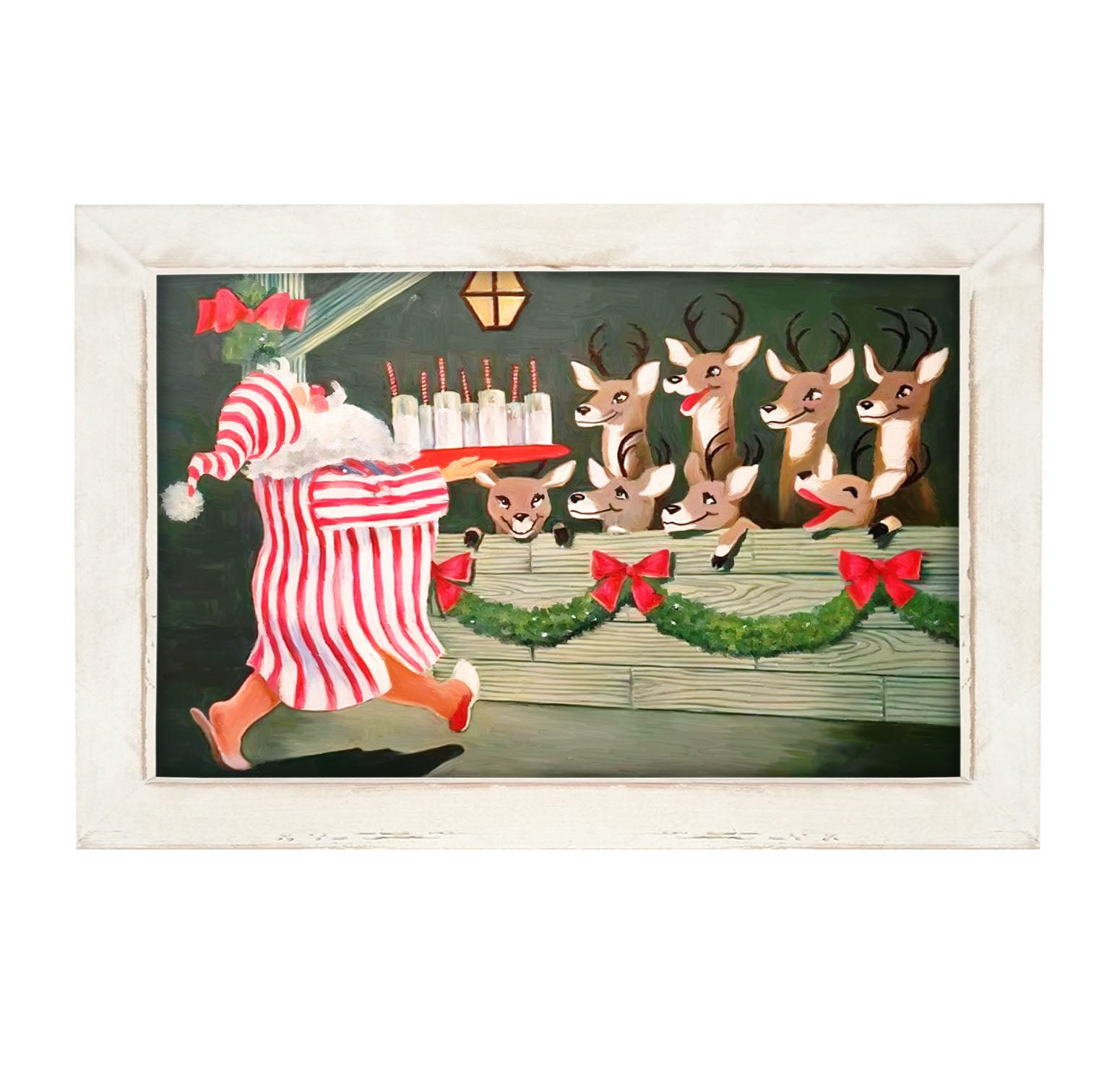 Santa having drinks - Framed art