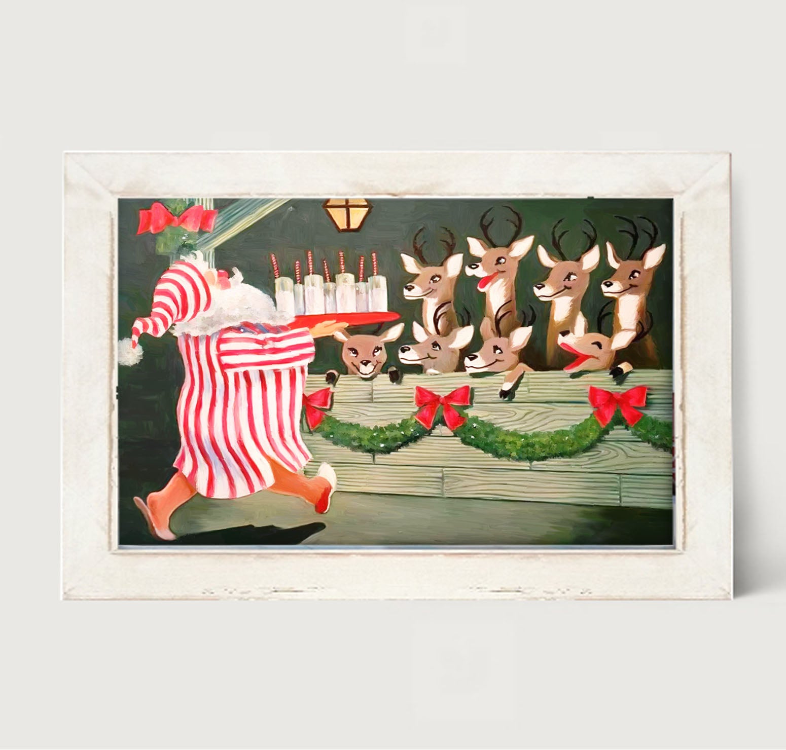 Santa having drinks - Framed art