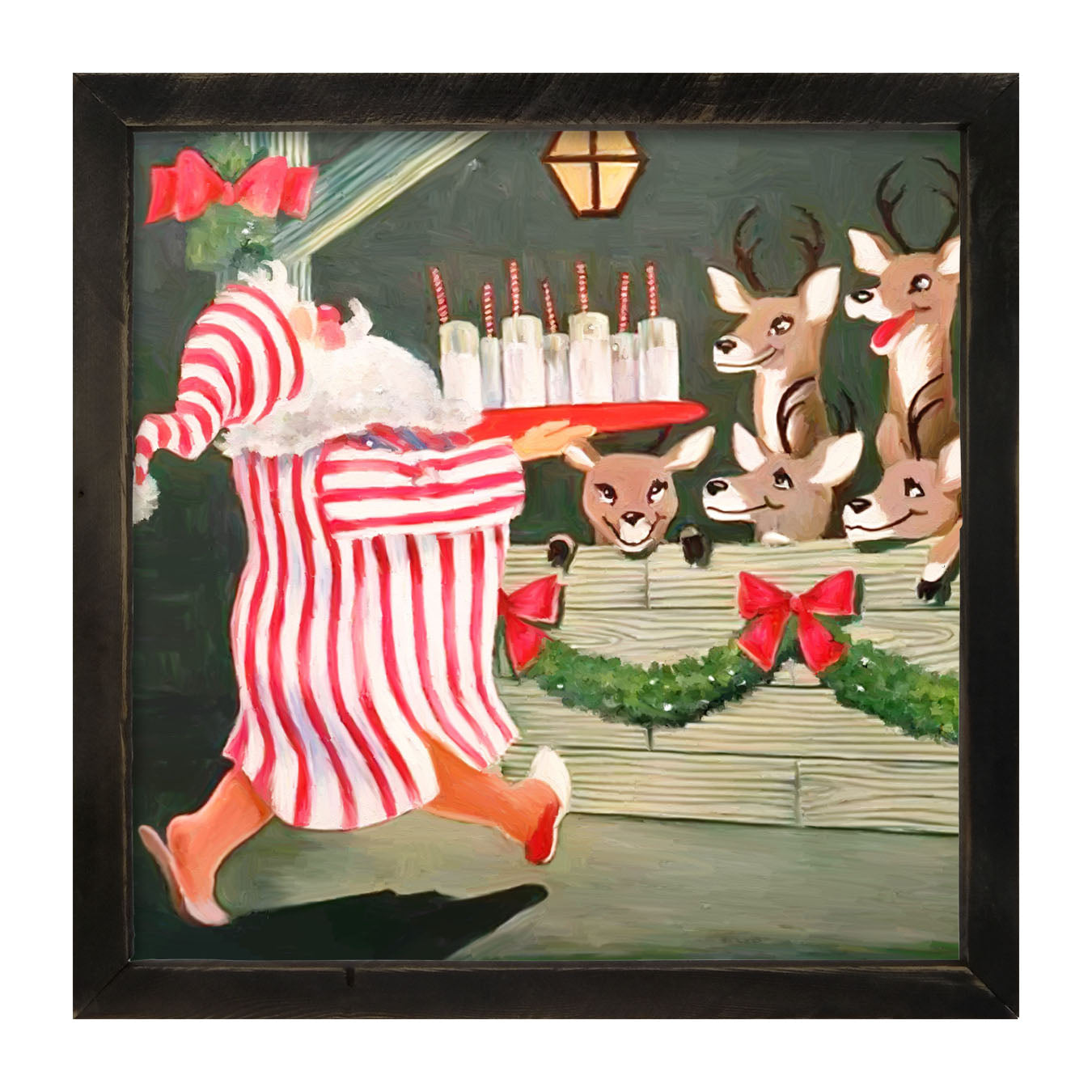 Santa having drinks