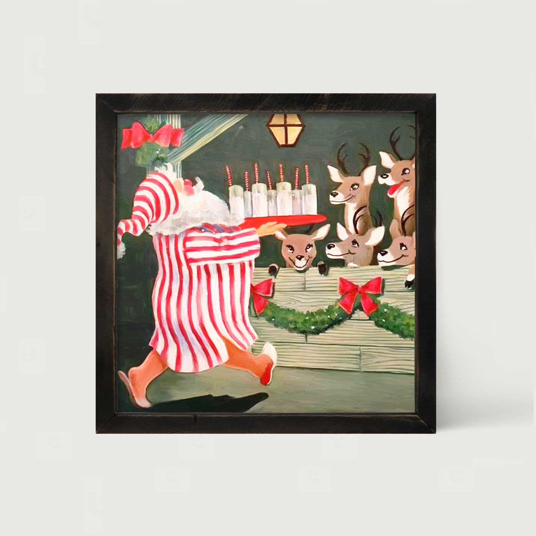Santa having drinks - Framed art