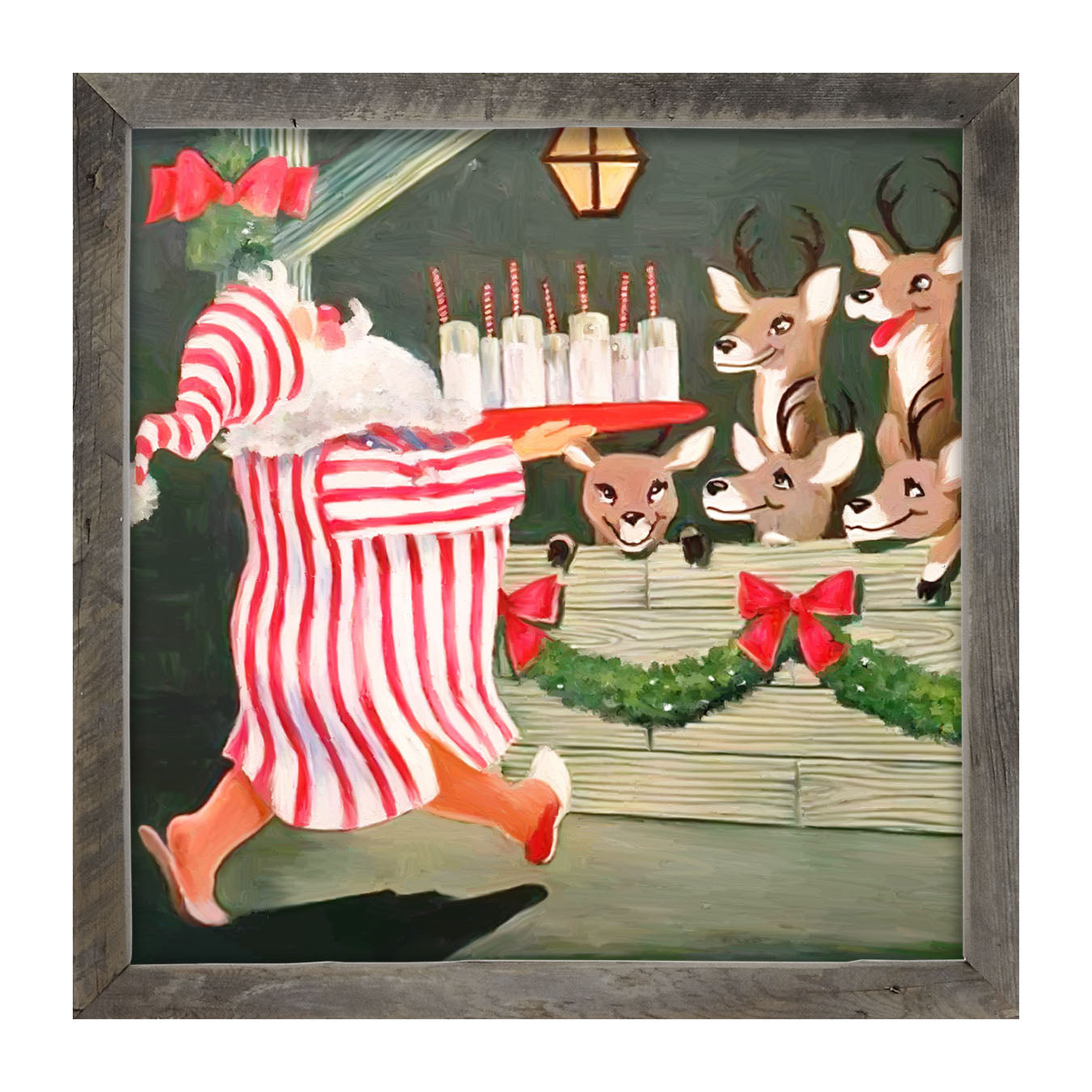 Santa having drinks