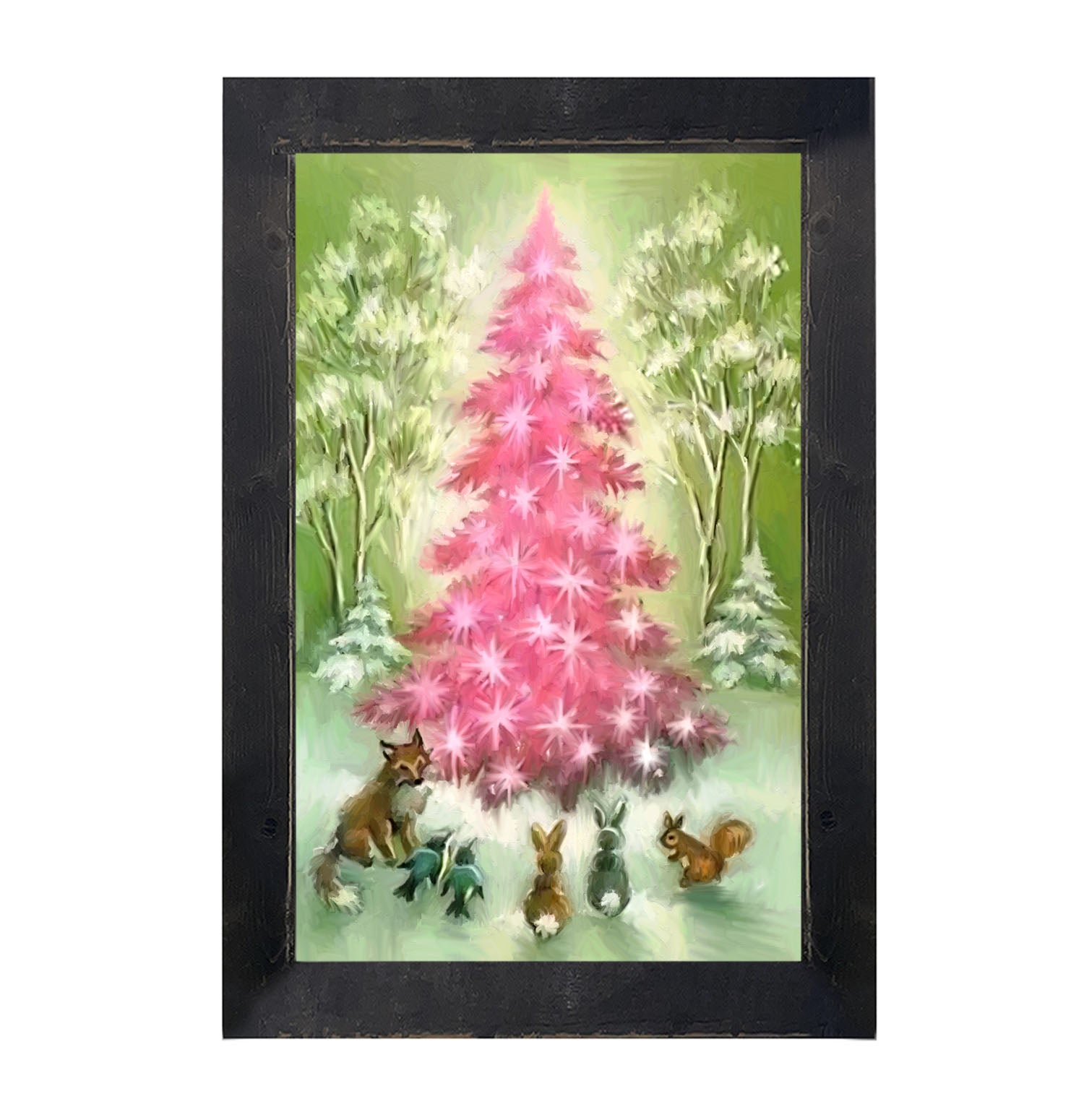 Pink tree with animals